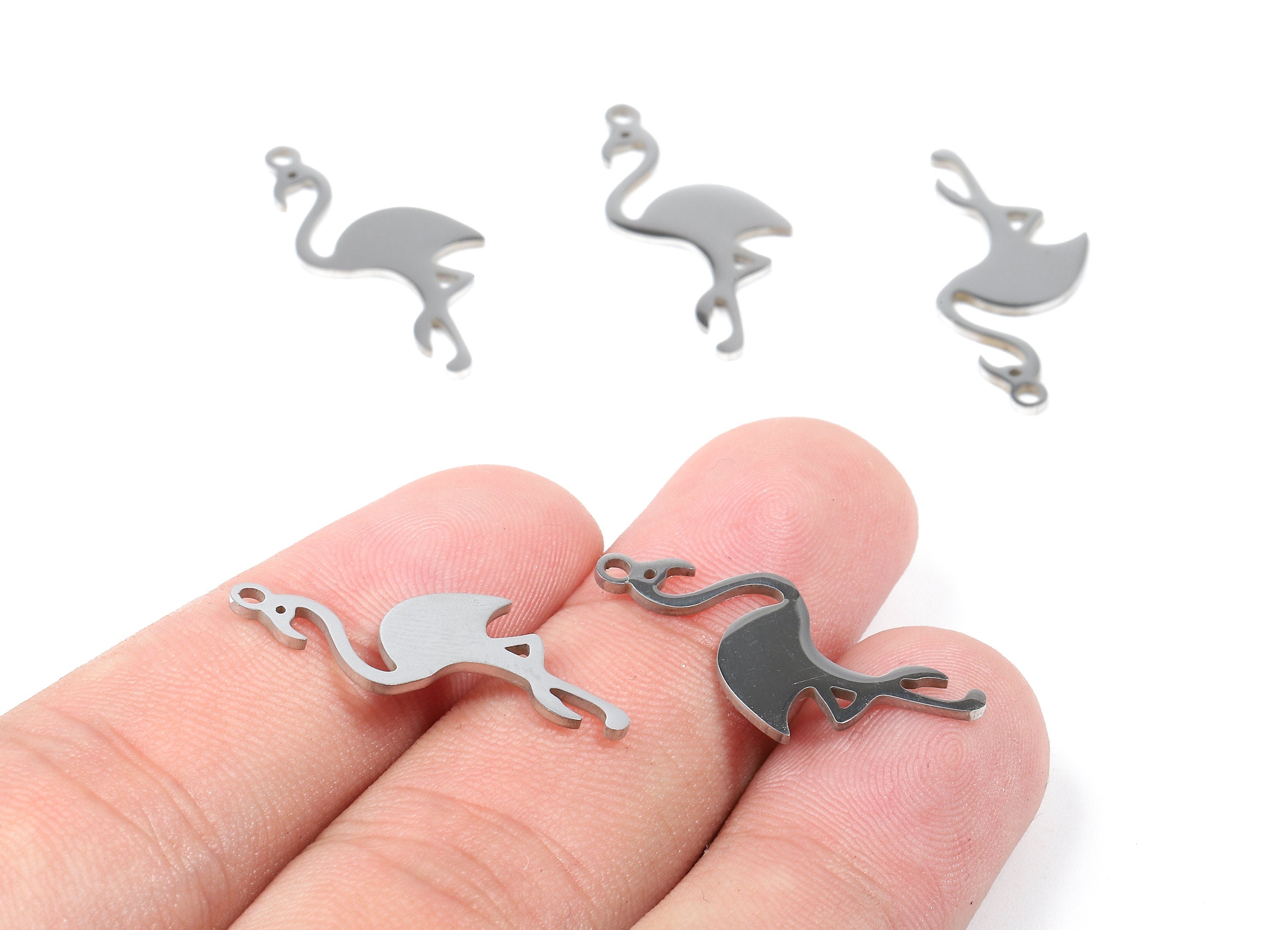 Stainless Steel Flamingo Charms - Flamingo Earrings and Pendant - Bracelet Pendant - Jewelry Supplies - 26.5x12.94x0.94mm - SS1046 - DOMEDBAZAAR