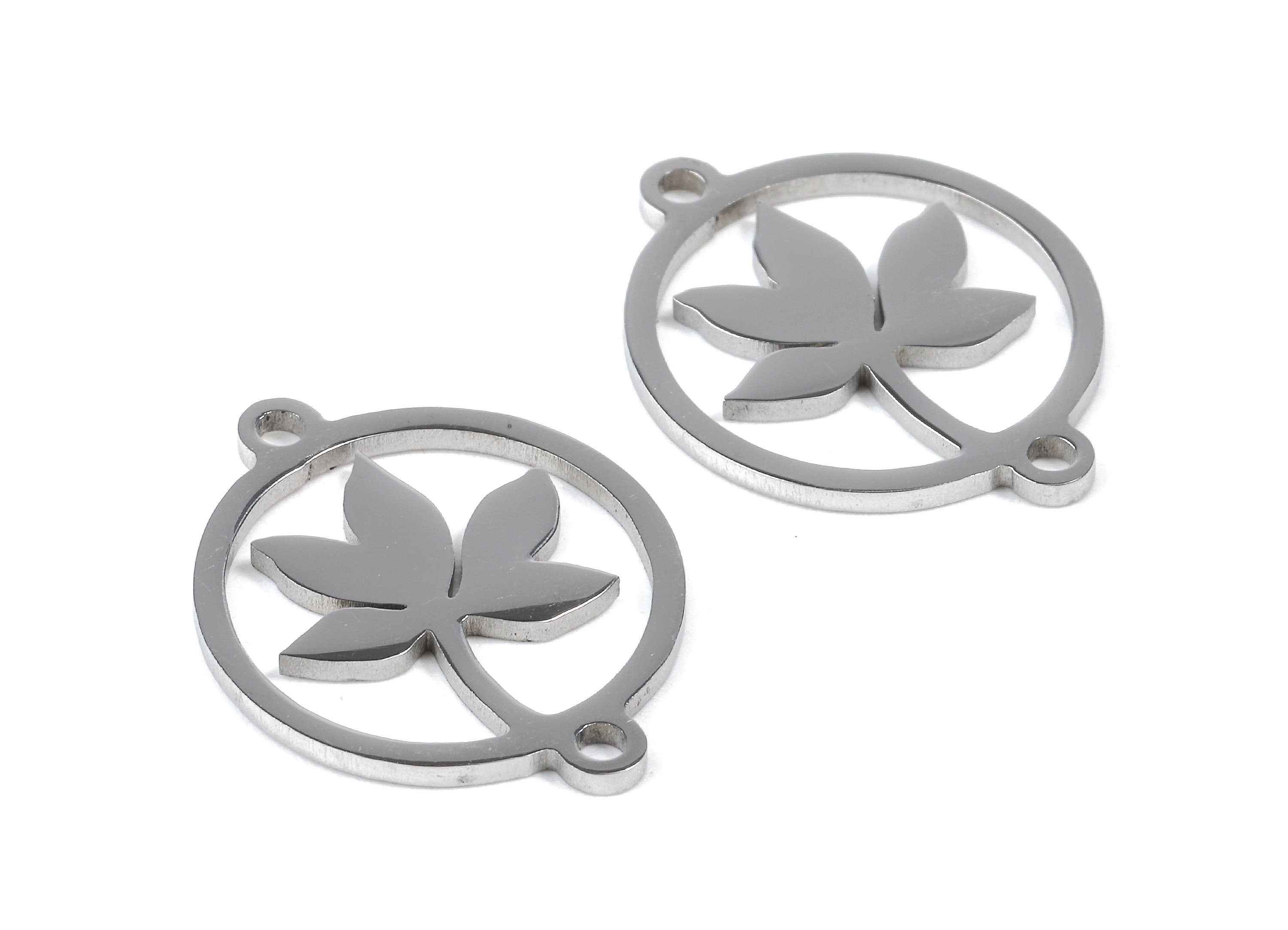 Stainless Steel Flower Connector - Flower Earrings Charms and Pendant - Bracelet Pendant - 18.87x14.9x0.93mm - SS1108 - DOMEDBAZAAR