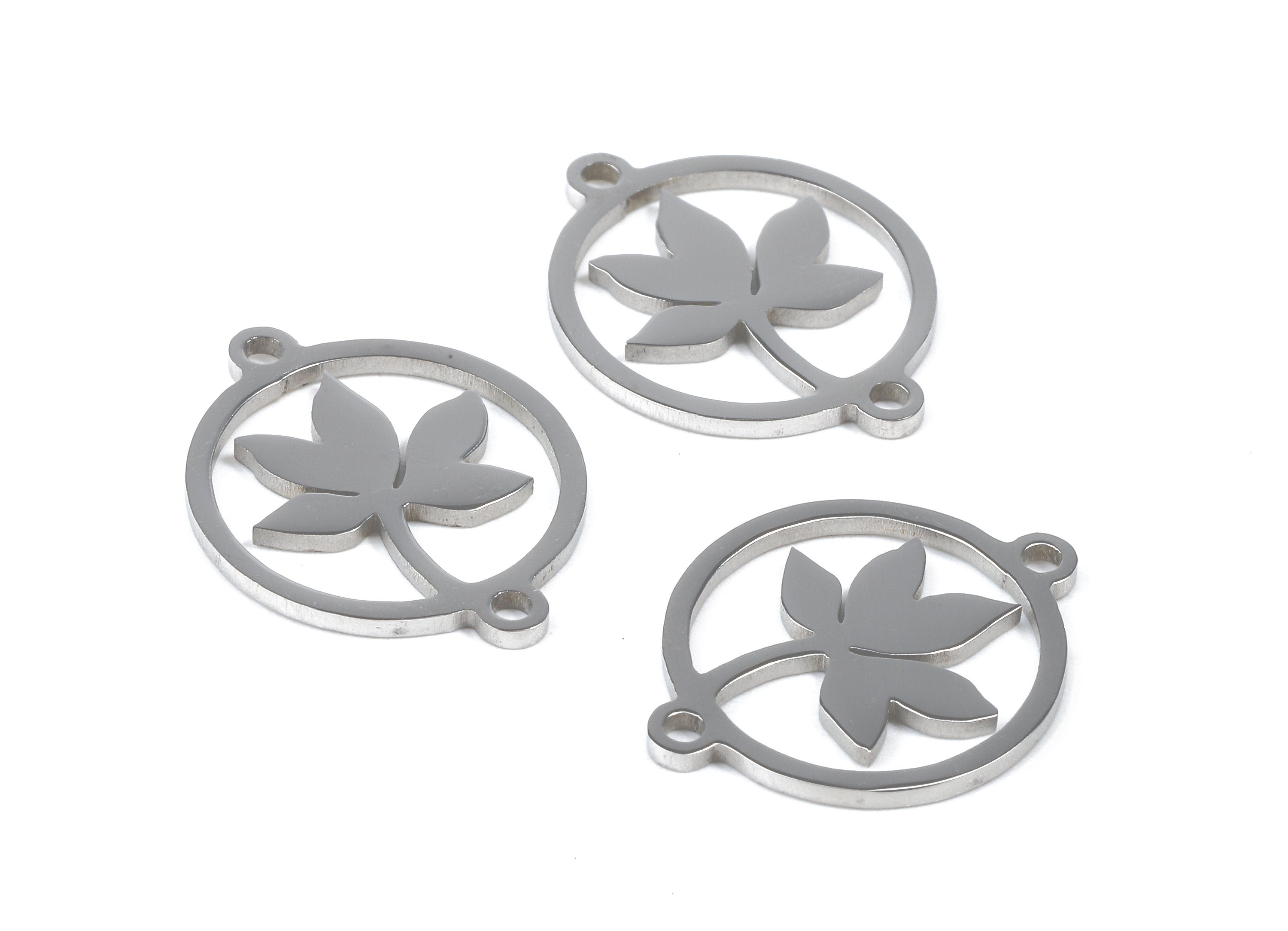 Stainless Steel Flower Connector - Flower Earrings Charms and Pendant - Bracelet Pendant - 18.87x14.9x0.93mm - SS1108 - DOMEDBAZAAR