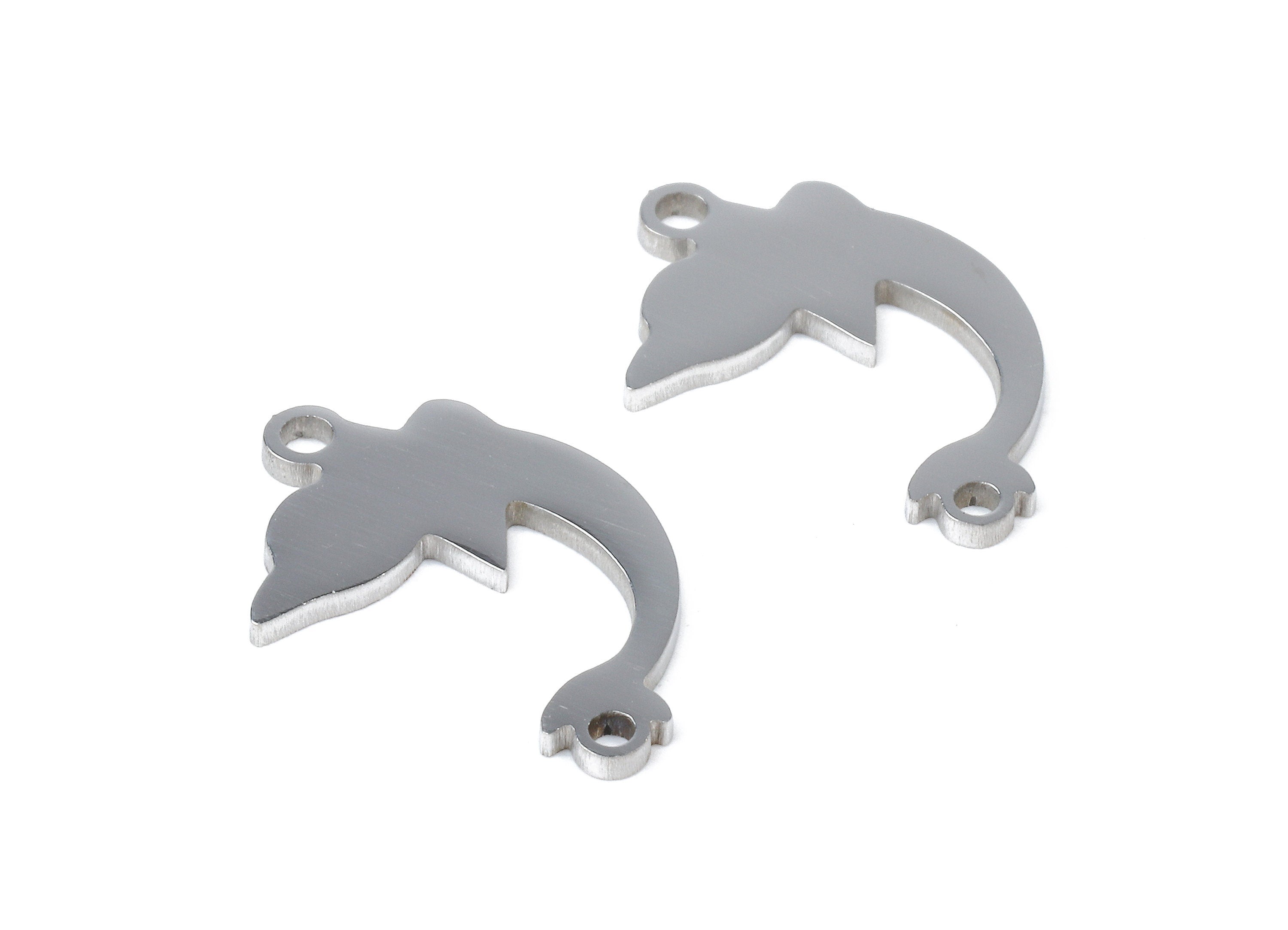 Stainless Steel Dolphin Connector - Dolphin Earrings Charms and Pendant - Bracelet Pendant - 18.07x11.42x0.95mm - SS1109 - DOMEDBAZAAR
