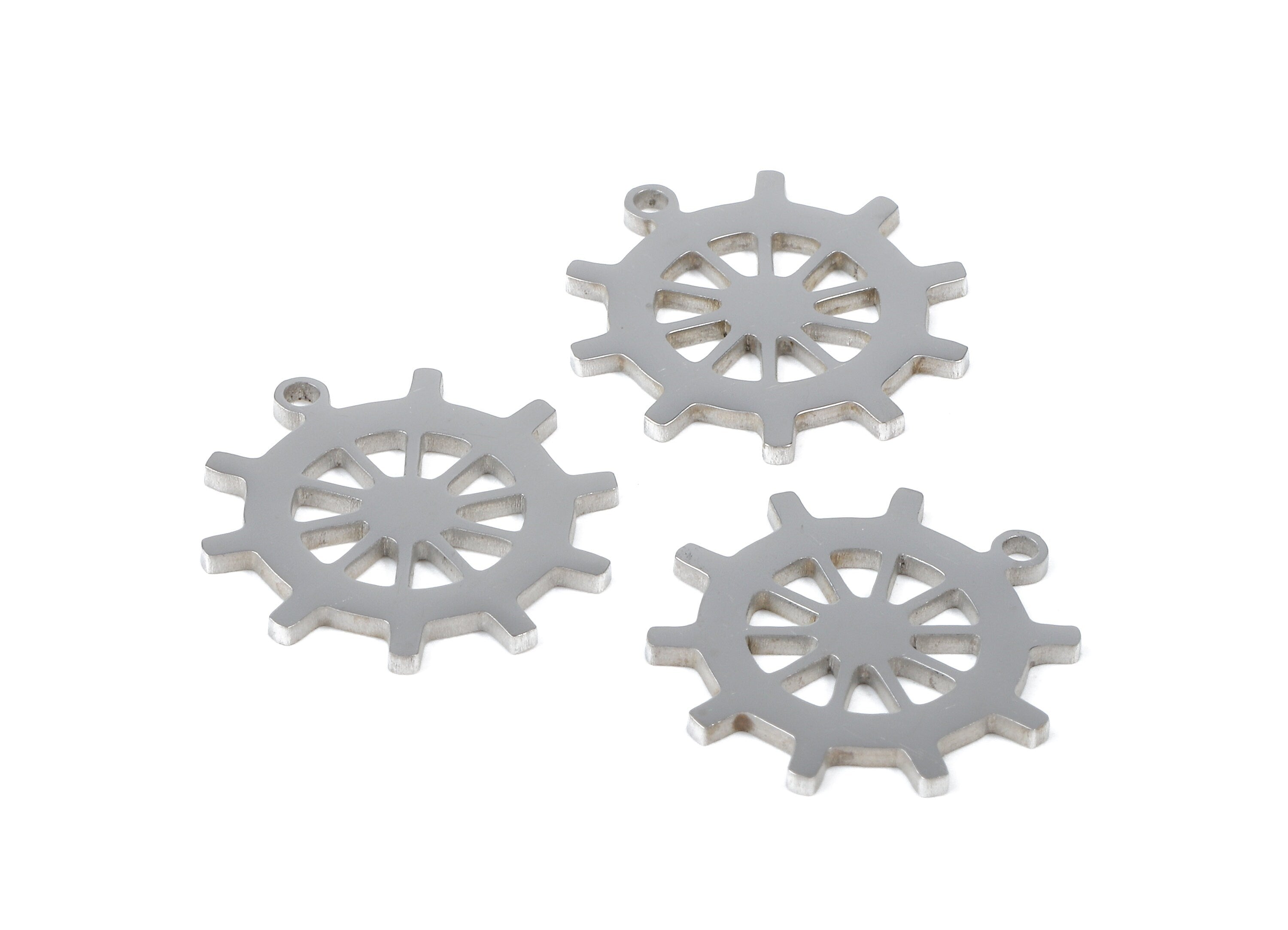 Stainless Steel Rudder Charms - Rudder Earrings and Pendant - Bracelet Pendant - Jewelry Supplies - 17.35x16.27x0.93mm - SS1085 - DOMEDBAZAAR