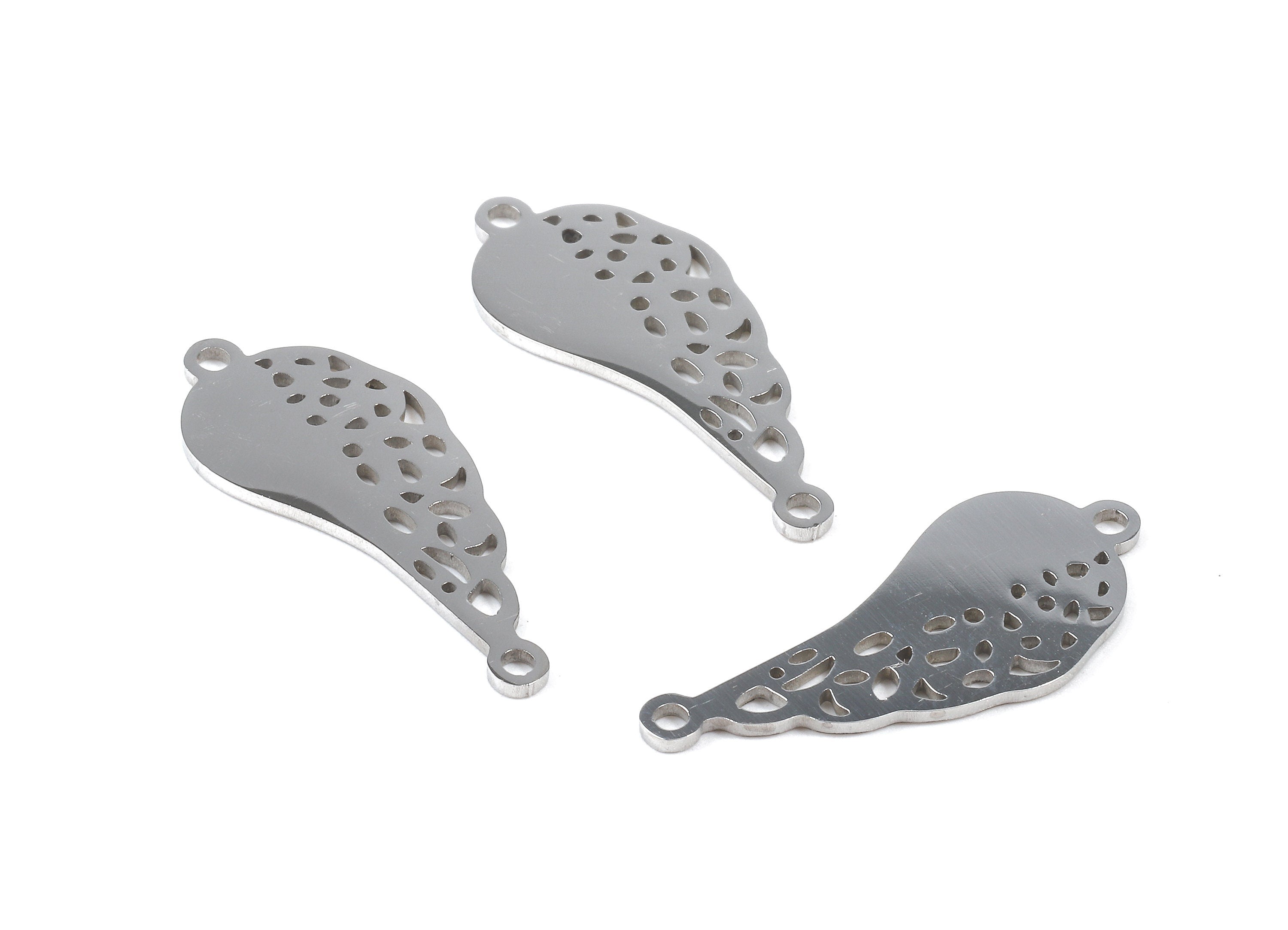 Stainless Steel Wing Connector - Wing Earrings Charms and Pendant - Bracelet Pendant - 25.71x10.35x0.96mm - SS1106 - DOMEDBAZAAR