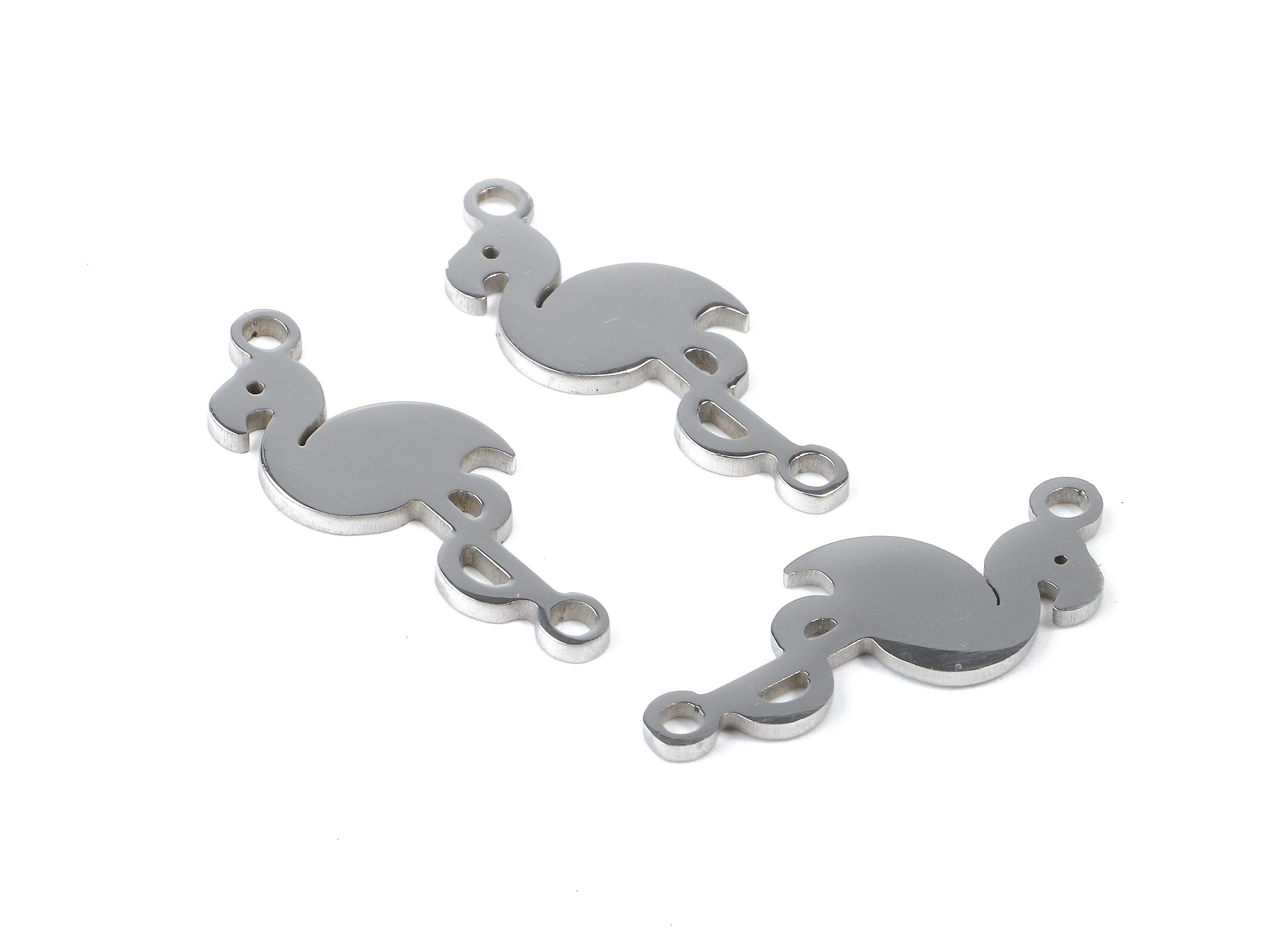 Stainless Steel Flamingo Connector - Flamingo Earrings Charms and Pendant - Bracelet Pendant - 20.67x8.5x0.95mm - SS1132 - DOMEDBAZAAR