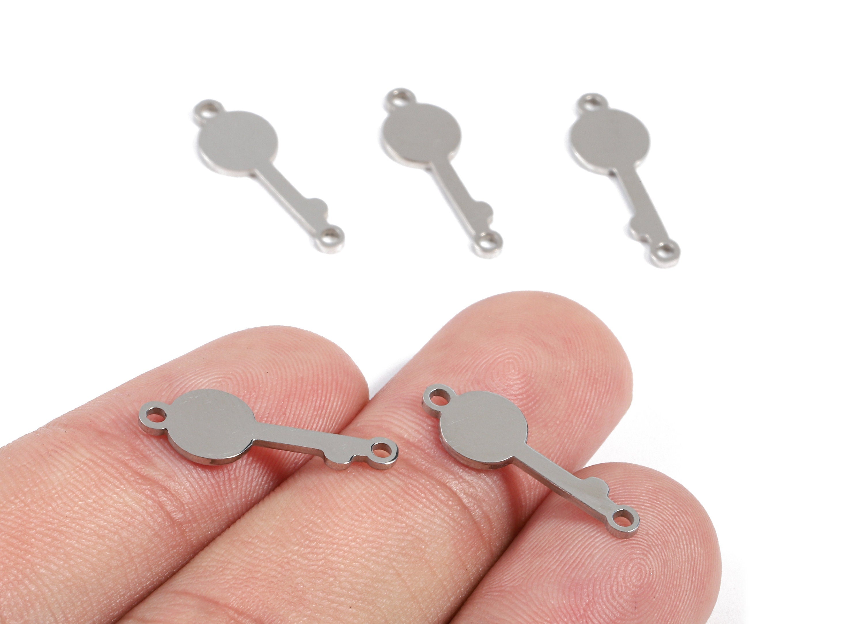 Stainless Steel Key Connector - Key Earrings Charms and Pendant - Bracelet Pendant - 20.47x7.13x0.95mm - SS1123 - DOMEDBAZAAR