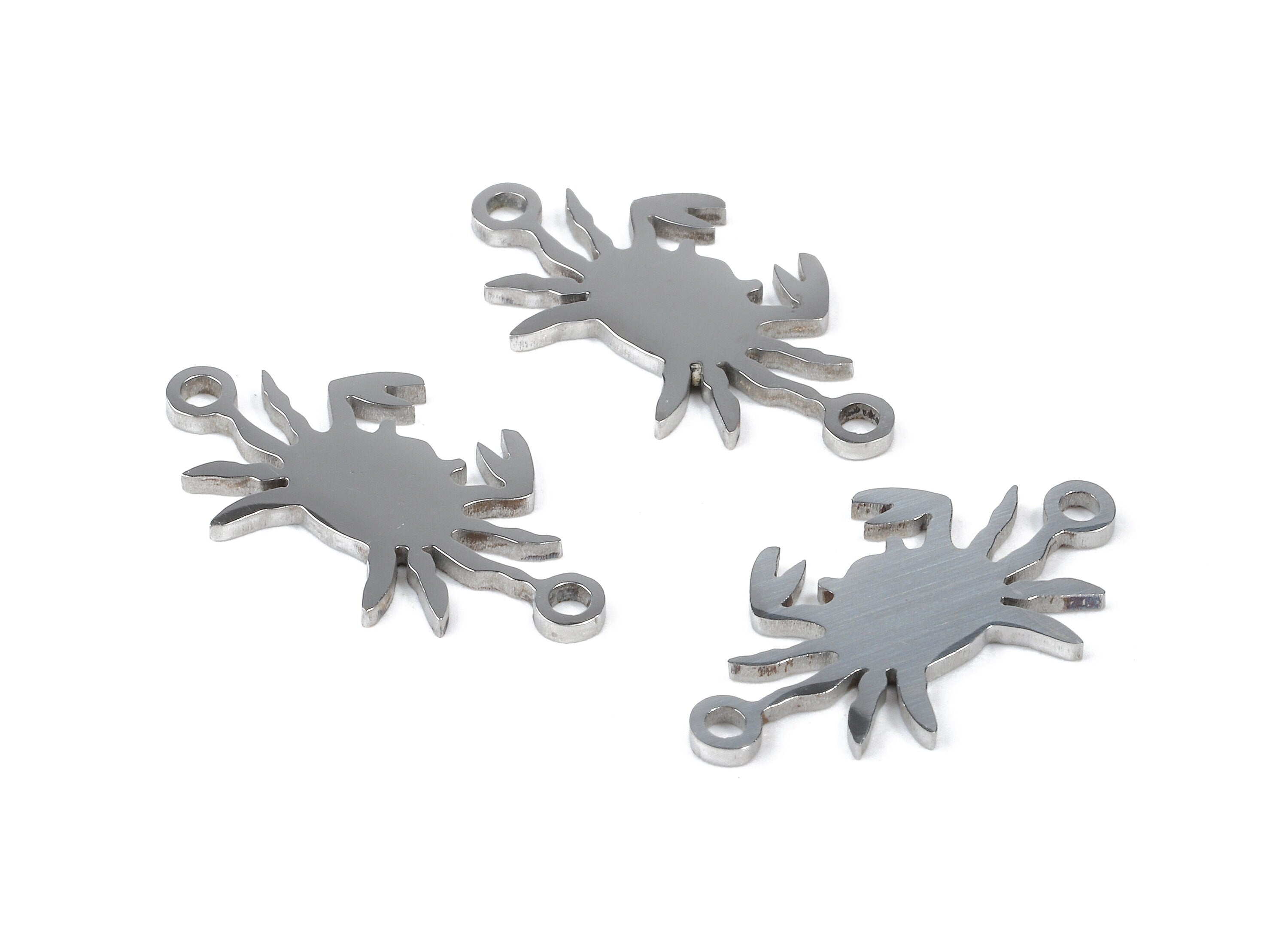Stainless Steel Crab Connector - Crab Earrings Charms and Pendant - Bracelet Pendant - 19.72x10.68x0.94mm - SS1121 - DOMEDBAZAAR