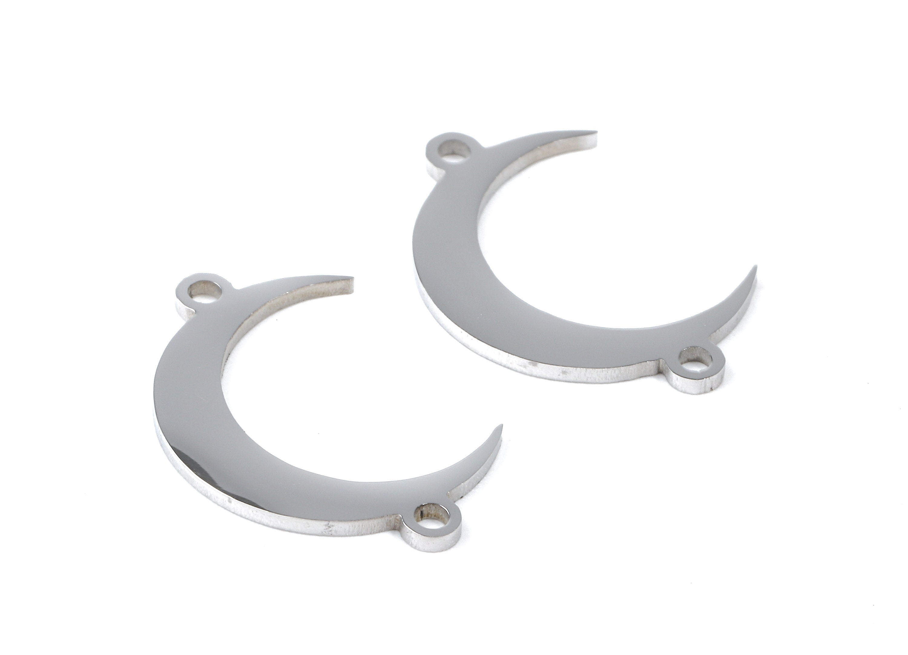 Stainless Steel Moon Connector - Crescent Earrings Charms and Pendant - Bracelet Pendant - 20.19x12.68x0.94mm - SS1097 - DOMEDBAZAAR