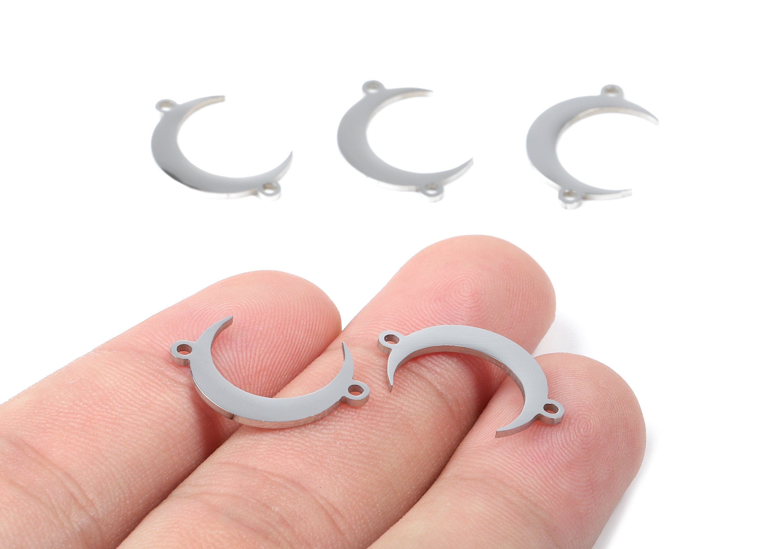 Stainless Steel Moon Connector - Crescent Earrings Charms and Pendant - Bracelet Pendant - 20.19x12.68x0.94mm - SS1097 - DOMEDBAZAAR