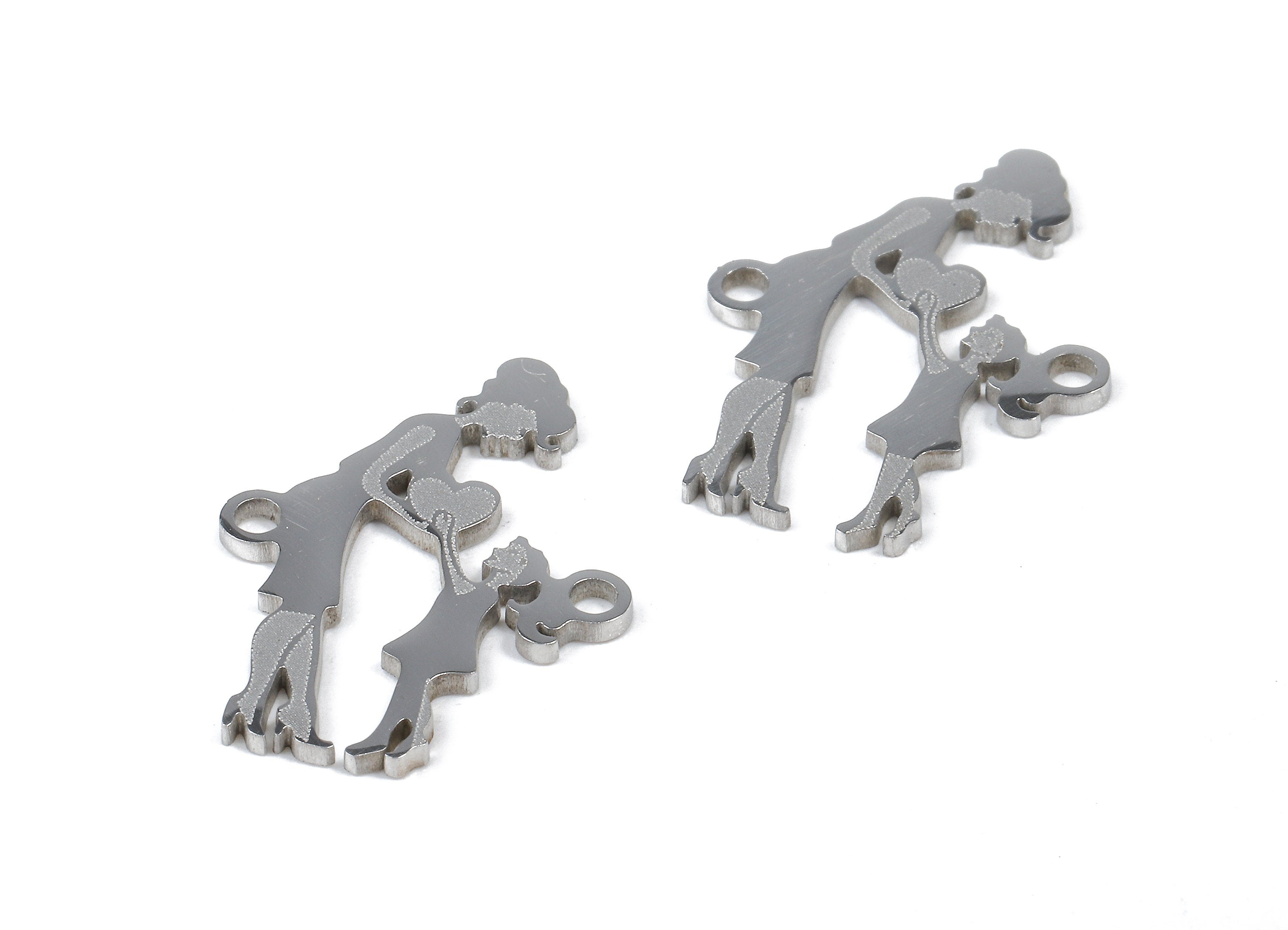 Stainless Steel Mom Daughter Connector - Mom Daughter Baby Earrings Charms and Pendant - Bracelet Pendant - 21.18x14.52x0.95mm - SS1095 - DOMEDBAZAAR