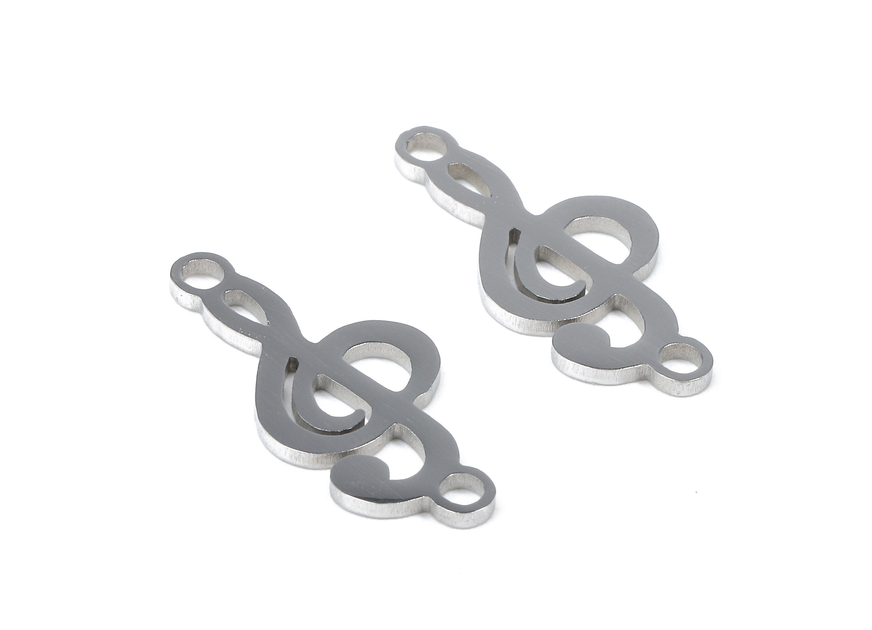 Stainless Steel Treble Clef Connector - Treble Clef Earrings Charms and Pendant - Bracelet Pendant - 20.33x8.74 x0.95mm - SS1155 - DOMEDBAZAAR