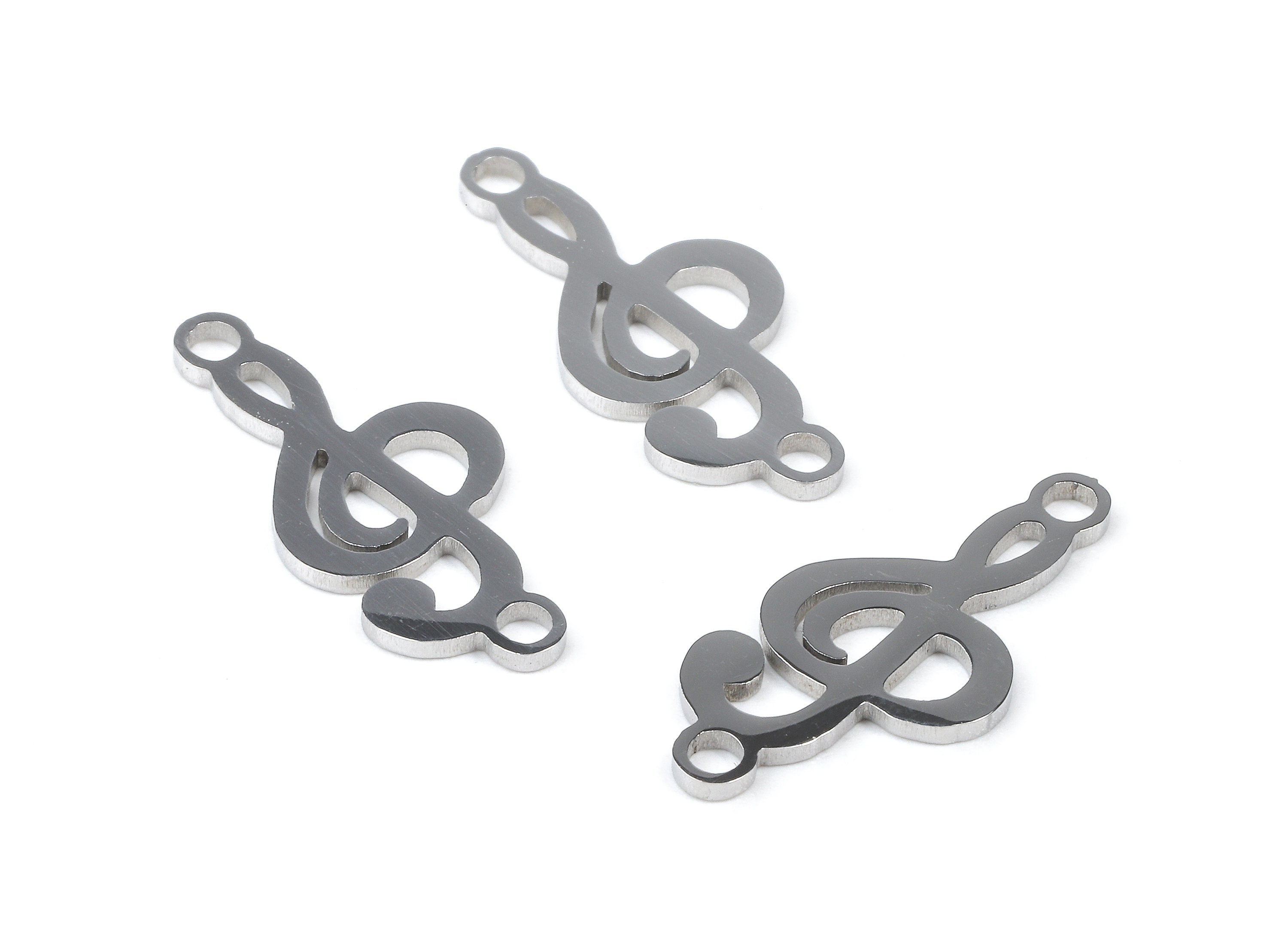 Stainless Steel Treble Clef Connector - Treble Clef Earrings Charms and Pendant - Bracelet Pendant - 20.33x8.74 x0.95mm - SS1155 - DOMEDBAZAAR