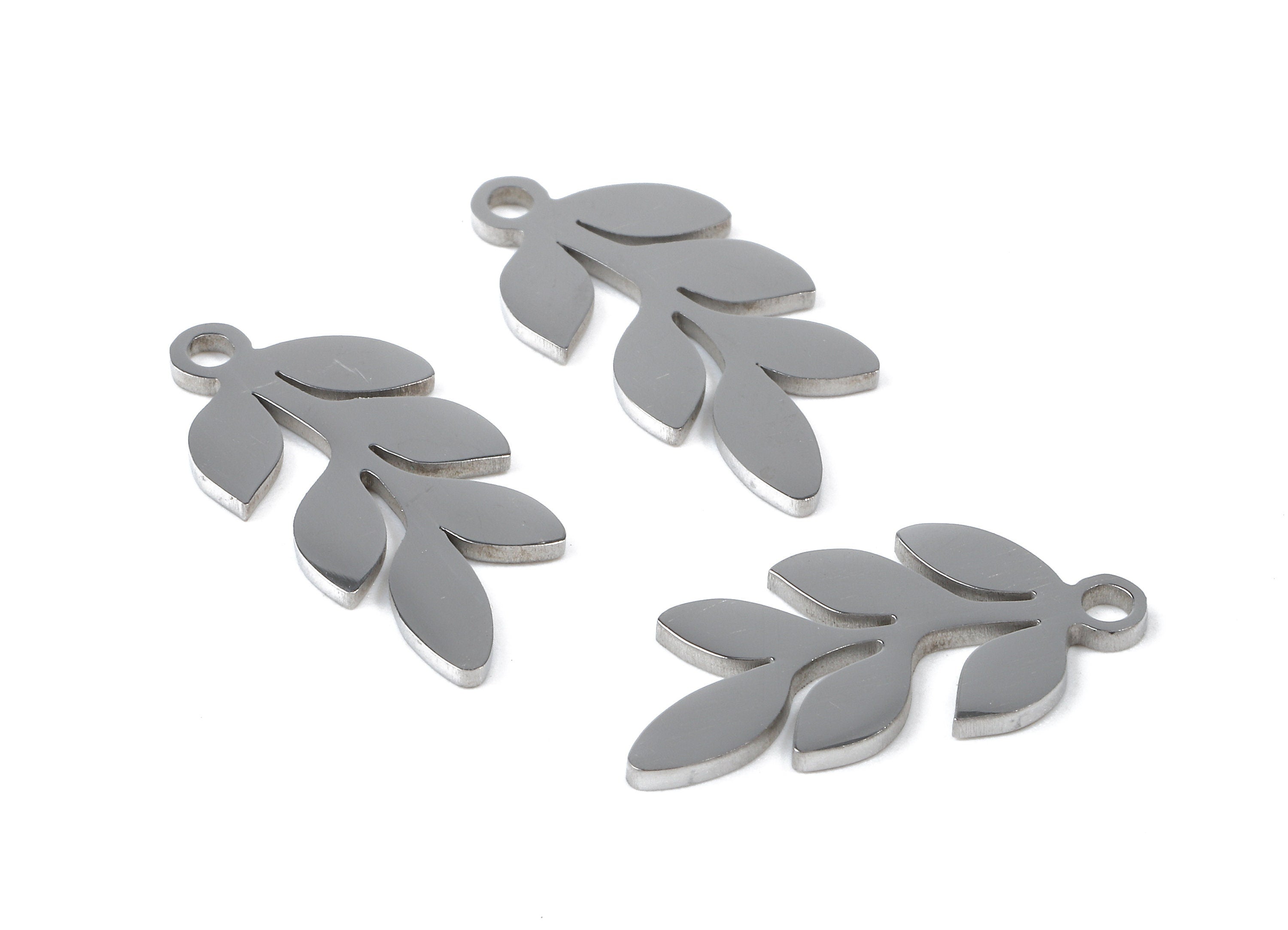 Stainless Steel Branch Charms - Branch Earrings and Pendant - Bracelet Pendant - Jewelry Supplies - 20.24x10.03x0.95mm - SS1050 - DOMEDBAZAAR