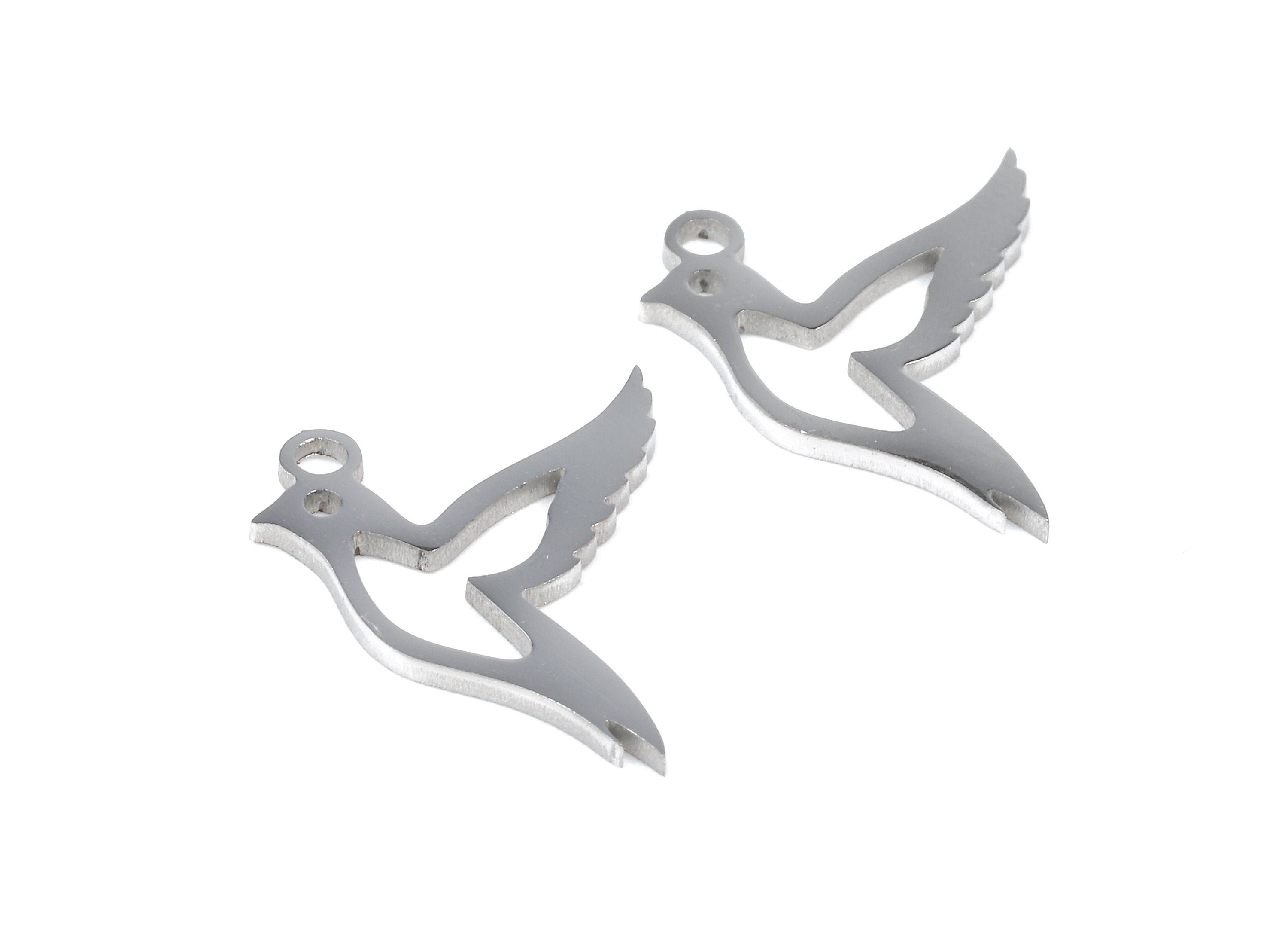 Stainless Steel Bird Charms - Bird Earrings and Pendant - Bracelet Pendant - Jewelry Supplies - 16.59x14.07x0.92mm - SS1038 - DOMEDBAZAAR