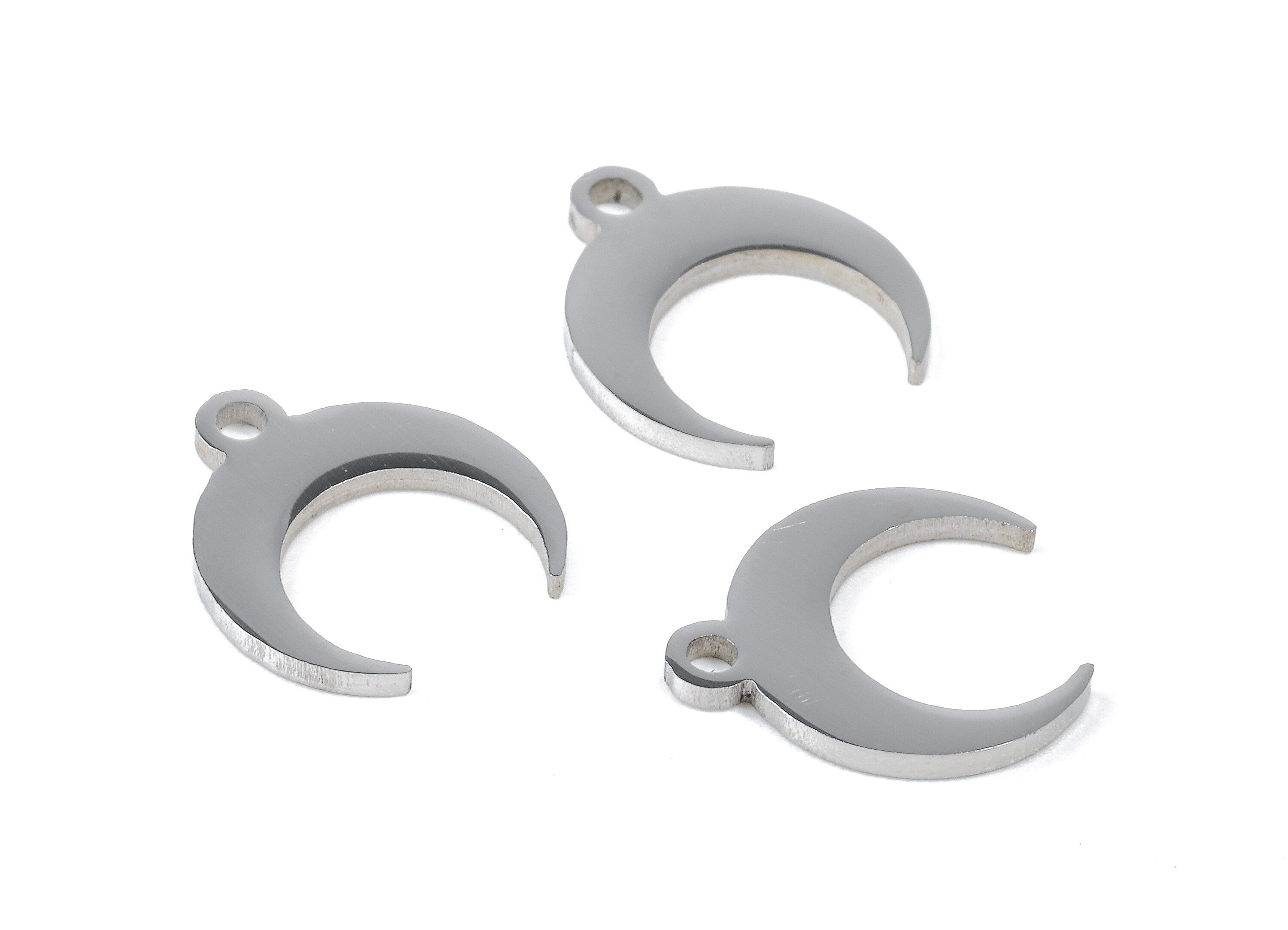 Stainless Steel Crescent Moon Charms - Moon Earrings and Pendant - Bracelet Pendant - Jewelry Supplies - 10.05x4.79x0.94mm - SS1071 - DOMEDBAZAAR