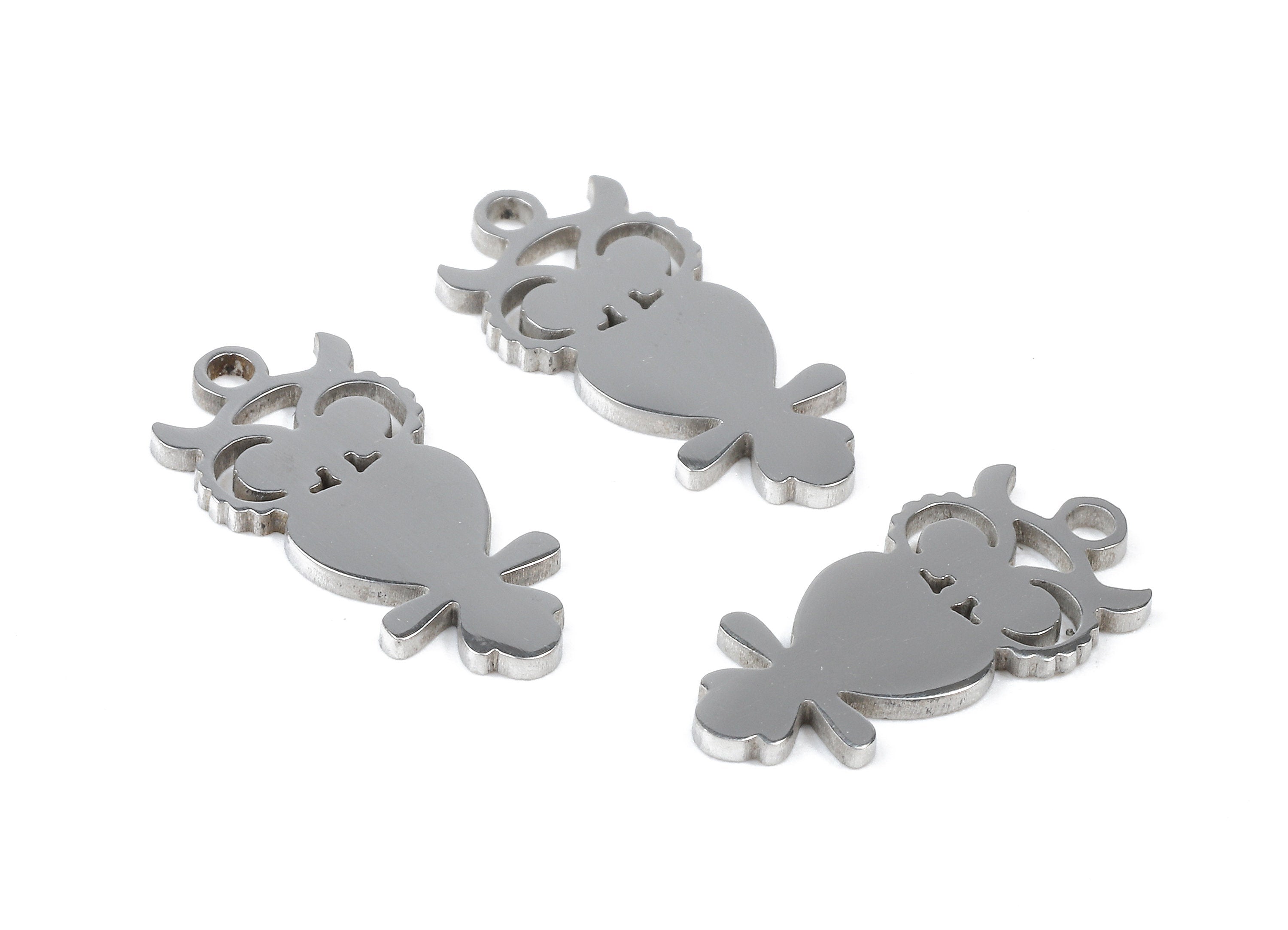 Stainless Steel Hoot Owl Charms - Hoot Owl Earrings and Pendant - Bracelet Pendant - Jewelry Supplies - 17.22x8.23x0.95mm - SS1076 - DOMEDBAZAAR