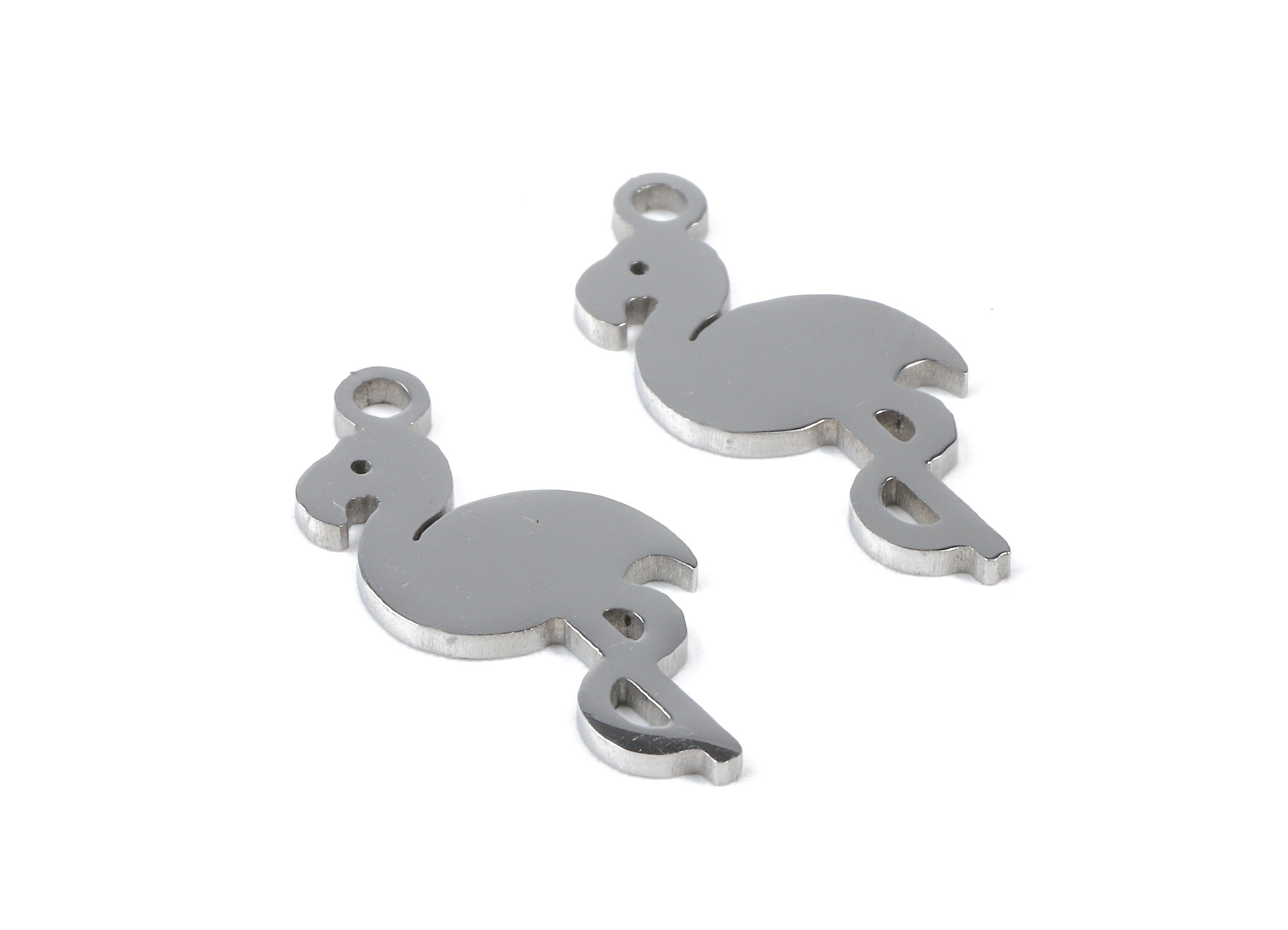 Stainless Steel Flamingo Charms - Flamingo Earrings and Pendant - Bracelet Pendant - Jewelry Supplies - 18.57x8.5x0.95mm - SS1045 - DOMEDBAZAAR