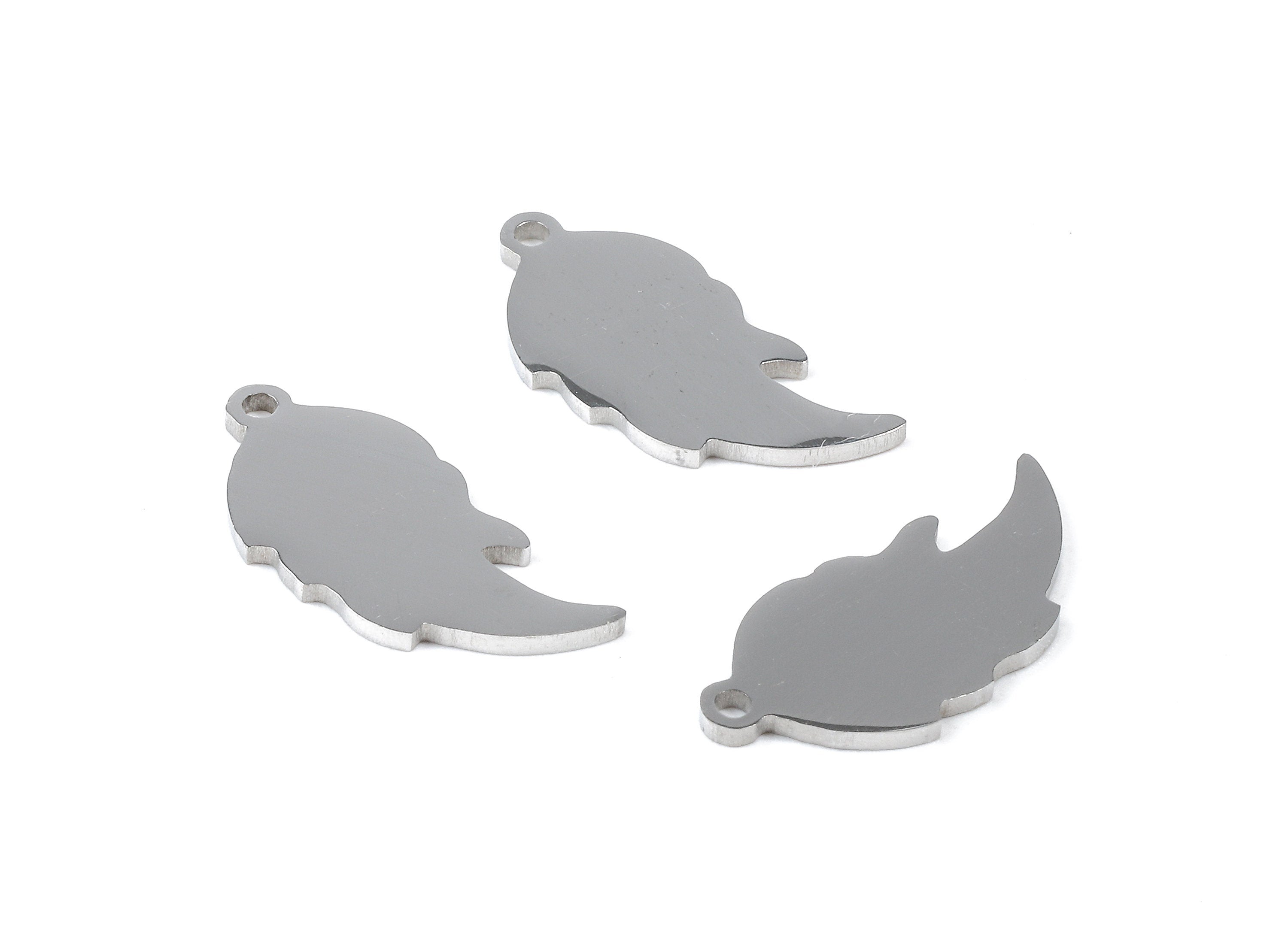 Stainless Steel Feather Charms - Feather Earrings and Pendant - Bracelet Pendant - Jewelry Supplies - 17.77x8.6x0.95mm - SS1064 - DOMEDBAZAAR