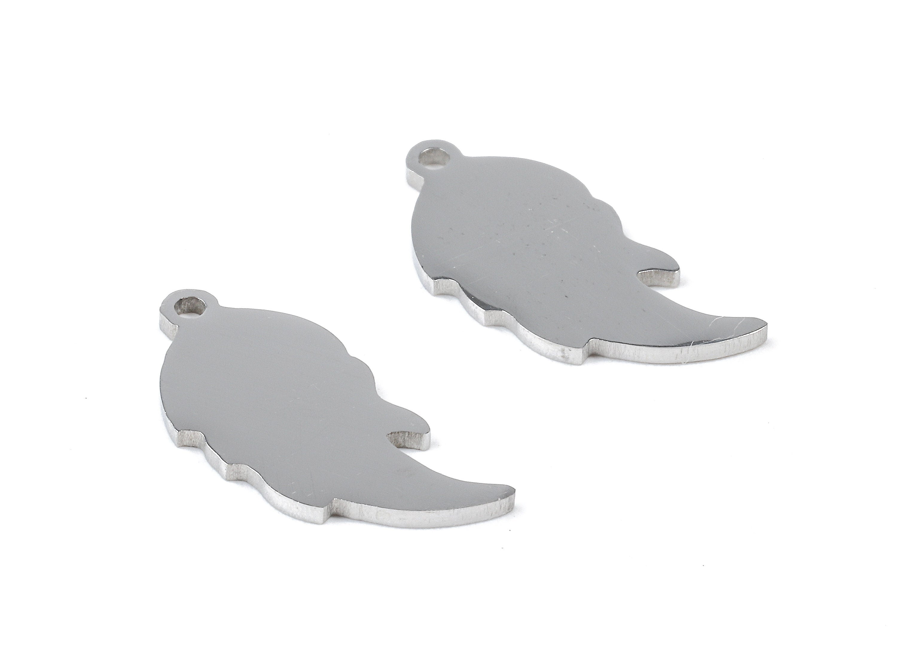Stainless Steel Feather Charms - Feather Earrings and Pendant - Bracelet Pendant - Jewelry Supplies - 17.77x8.6x0.95mm - SS1064 - DOMEDBAZAAR