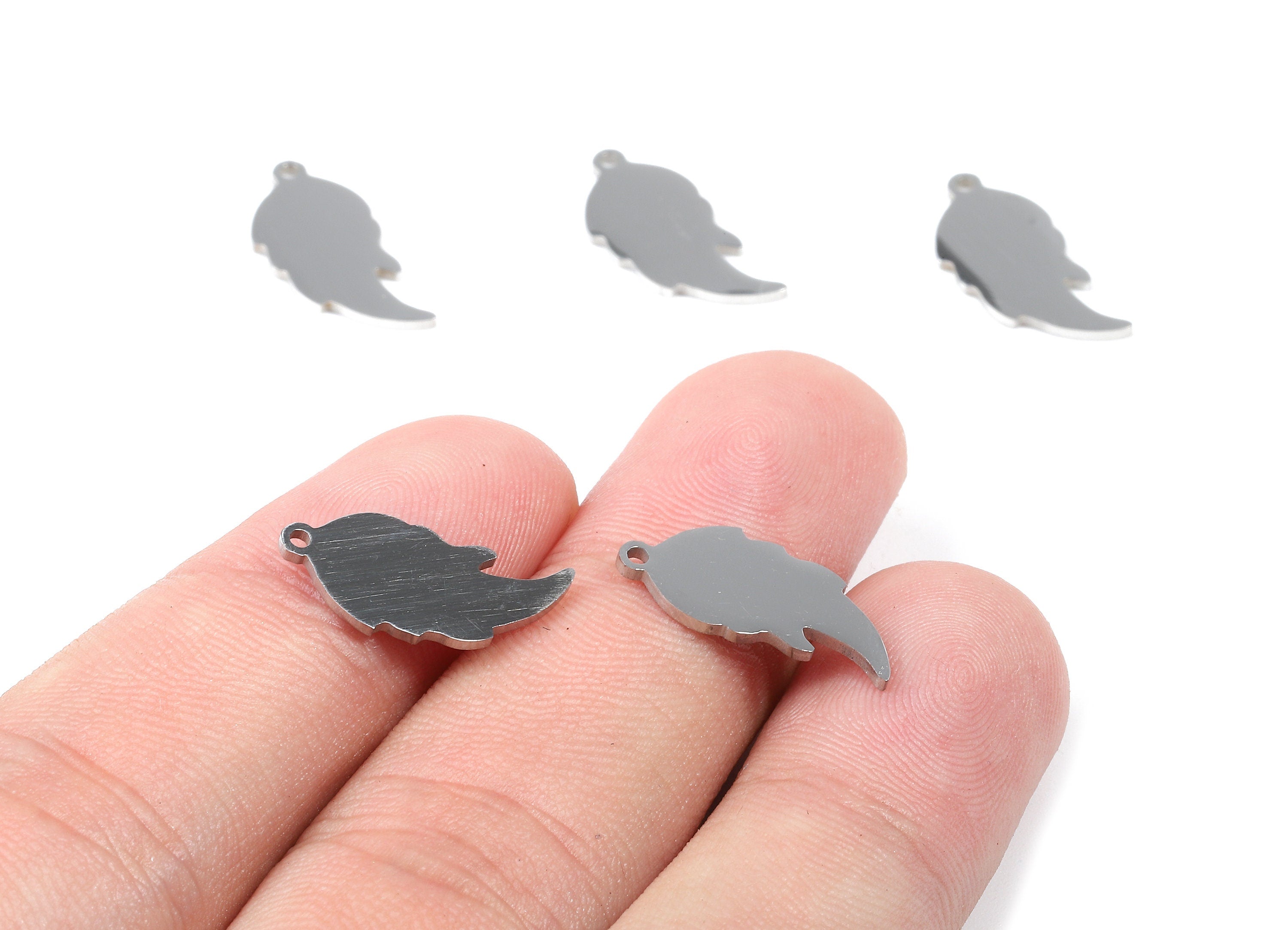 Stainless Steel Feather Charms - Feather Earrings and Pendant - Bracelet Pendant - Jewelry Supplies - 17.77x8.6x0.95mm - SS1064 - DOMEDBAZAAR