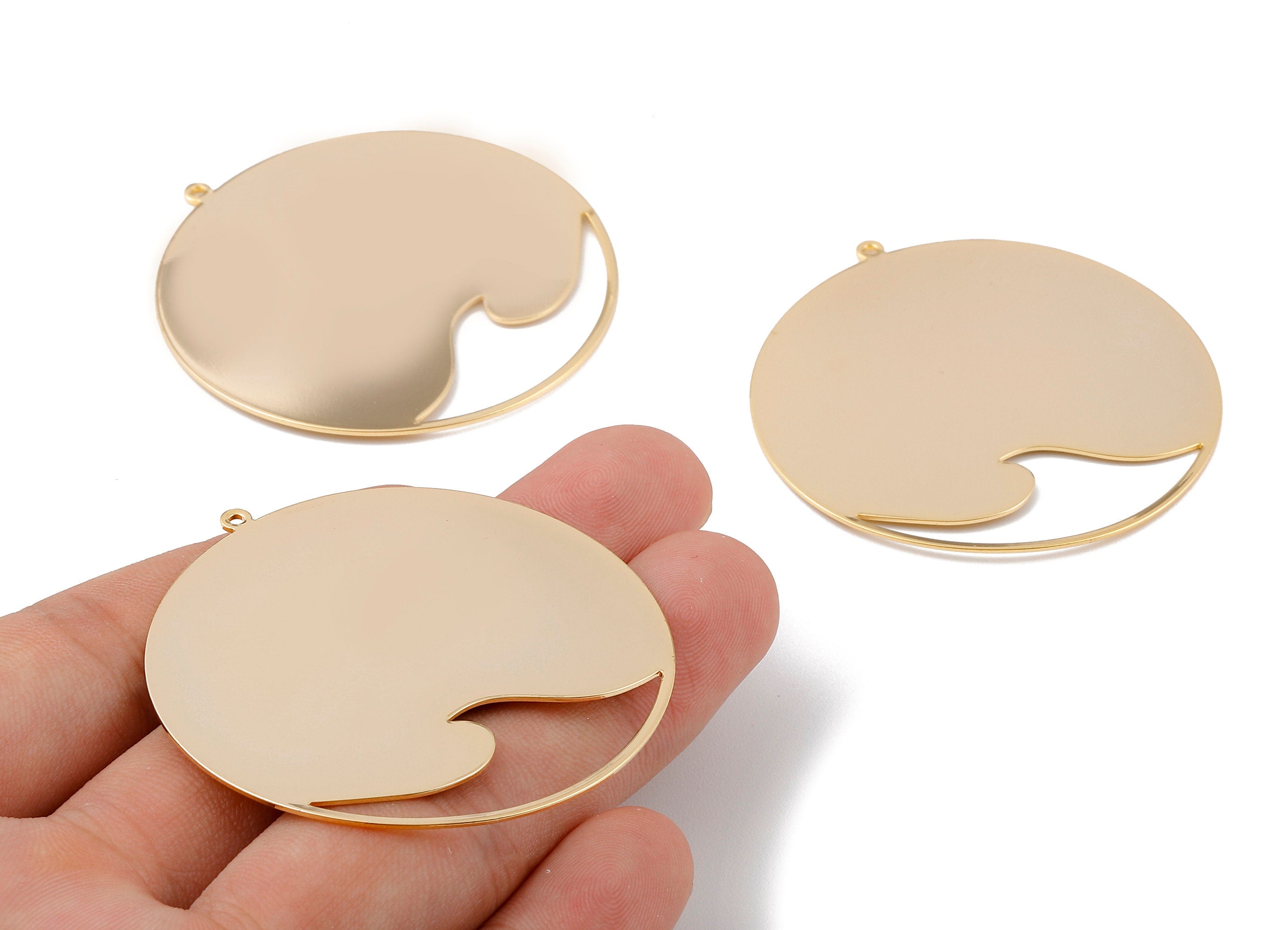 Brass Round Charms - Brass Round Pendant - 18K Real Gold Plated Brass - Necklace Pendant - Jewelry Supplies - 53.4x50.8x0.7mm- RGP1042 - DOMEDBAZAAR