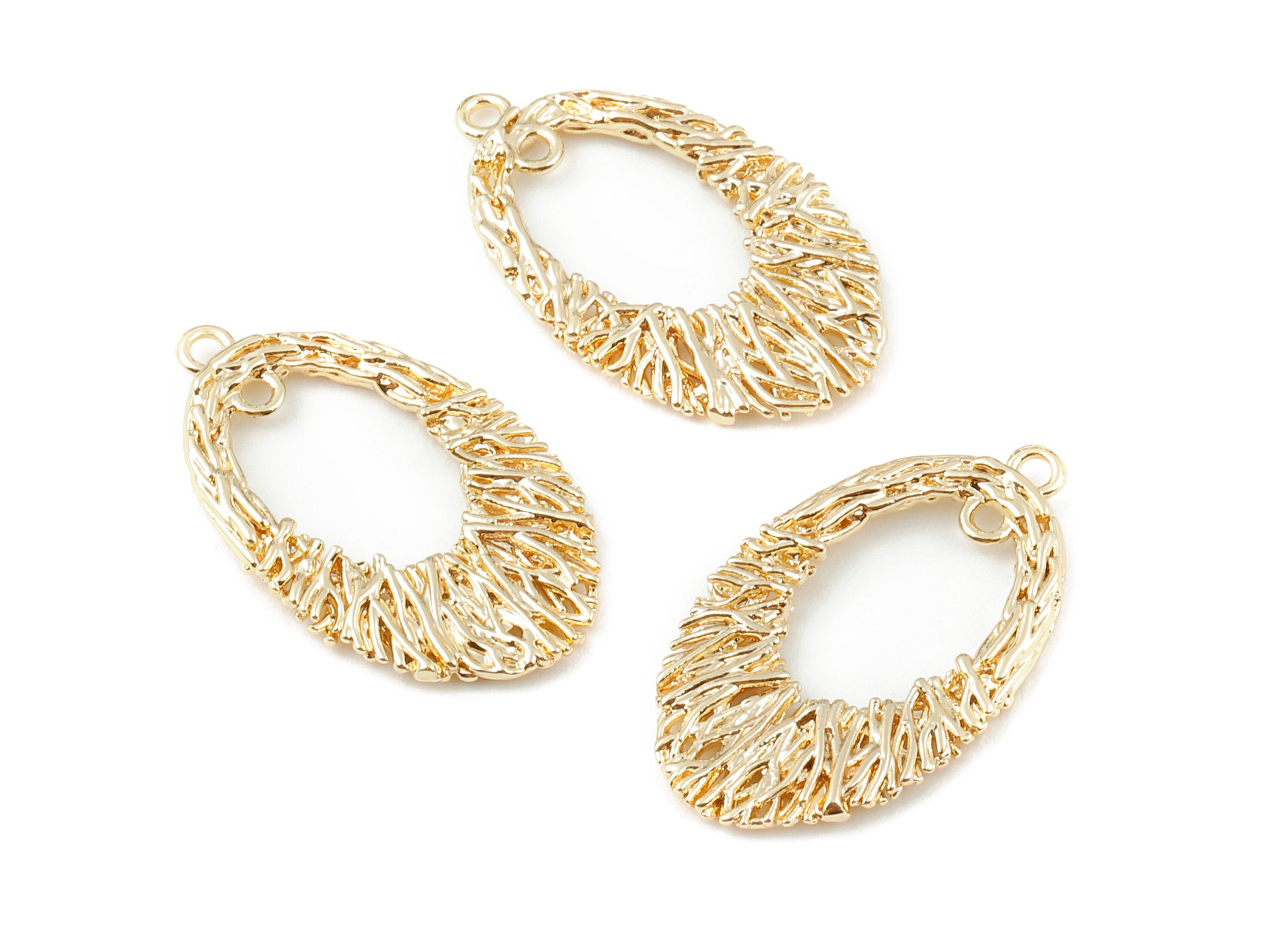 Brass Oval Charms - Brass Oval Pendant - 18K Real Gold Plated Brass - Necklace Pendant - Jewelry Supplies - 25.2x14.68x1.27mm - RGP1109 - DOMEDBAZAAR