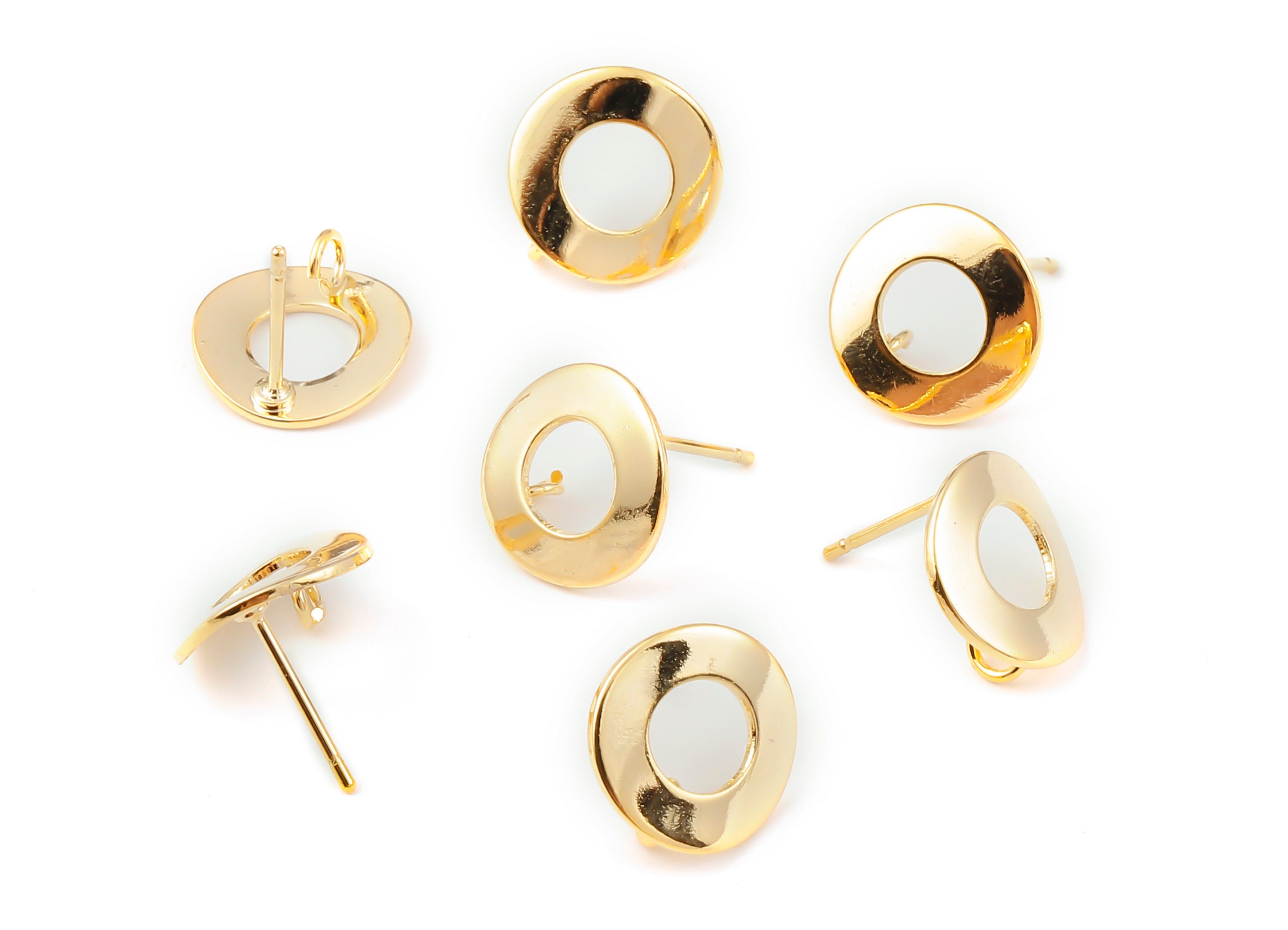 Brass Round Posts - Round Earring Stud - 18K Real Gold Plated Brass Stud - Jewelry Supplies  - 12.15x12.03x0.82mm - RGP1114 - DOMEDBAZAAR