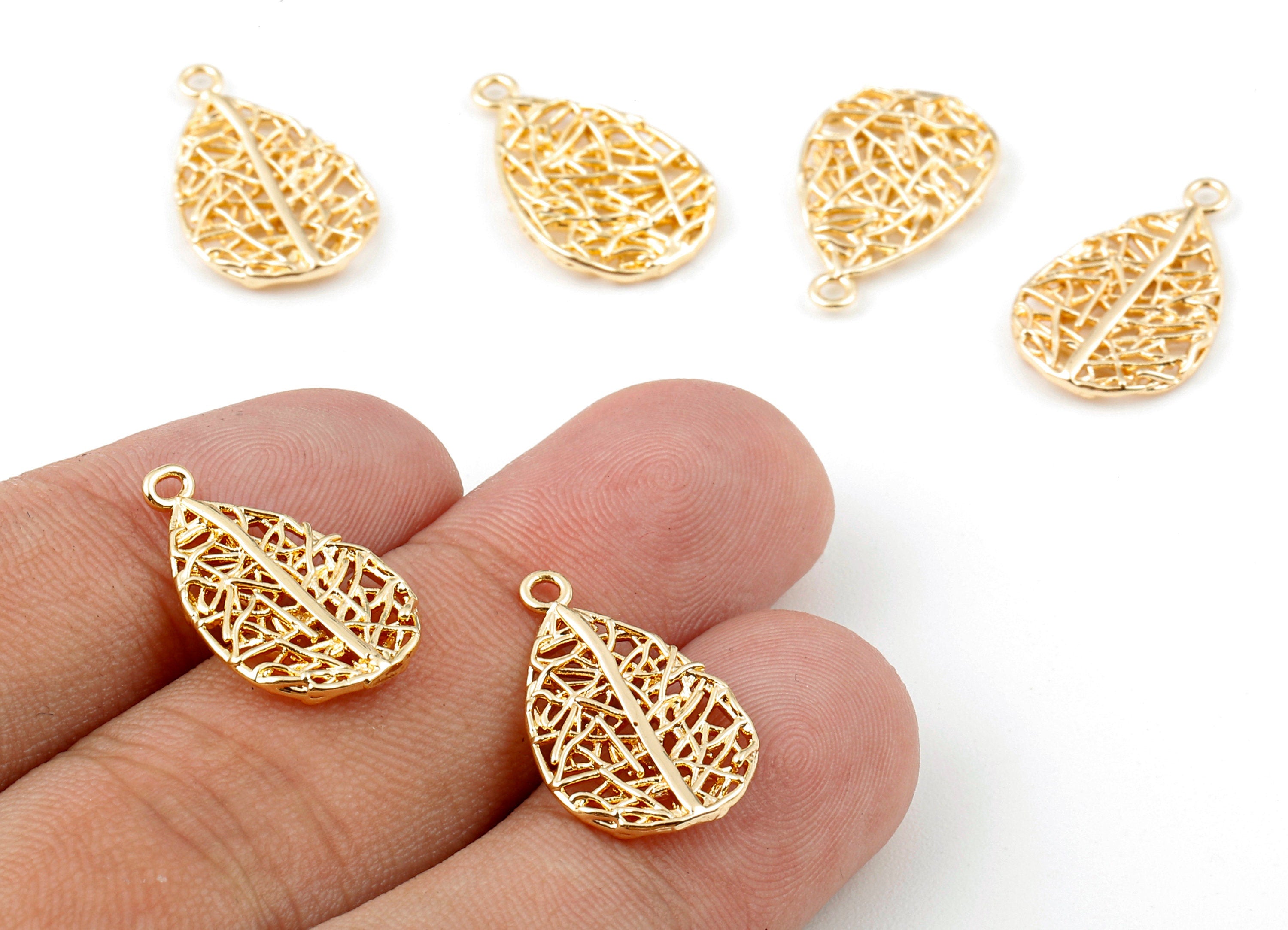 Brass Drop Charms - Brass Drop Pendant - 18K Real Gold Plated Brass - Necklace Pendant - 20.37x12.73x1.75mm - RGP1117 - DOMEDBAZAAR