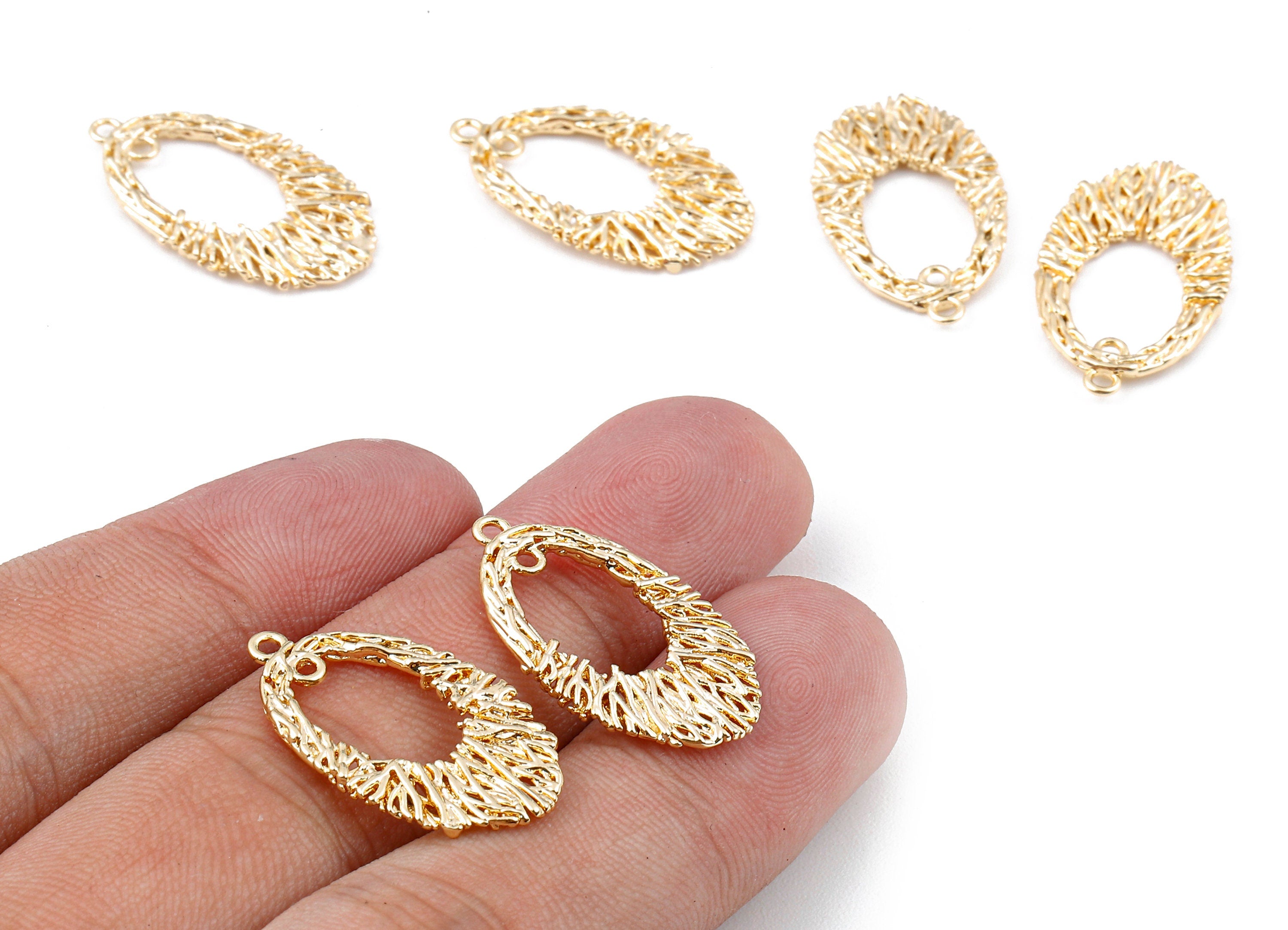 Brass Oval Charms - Brass Oval Pendant - 18K Real Gold Plated Brass - Necklace Pendant - Jewelry Supplies - 25.19x14.86x1mm - RGP1131 - DOMEDBAZAAR
