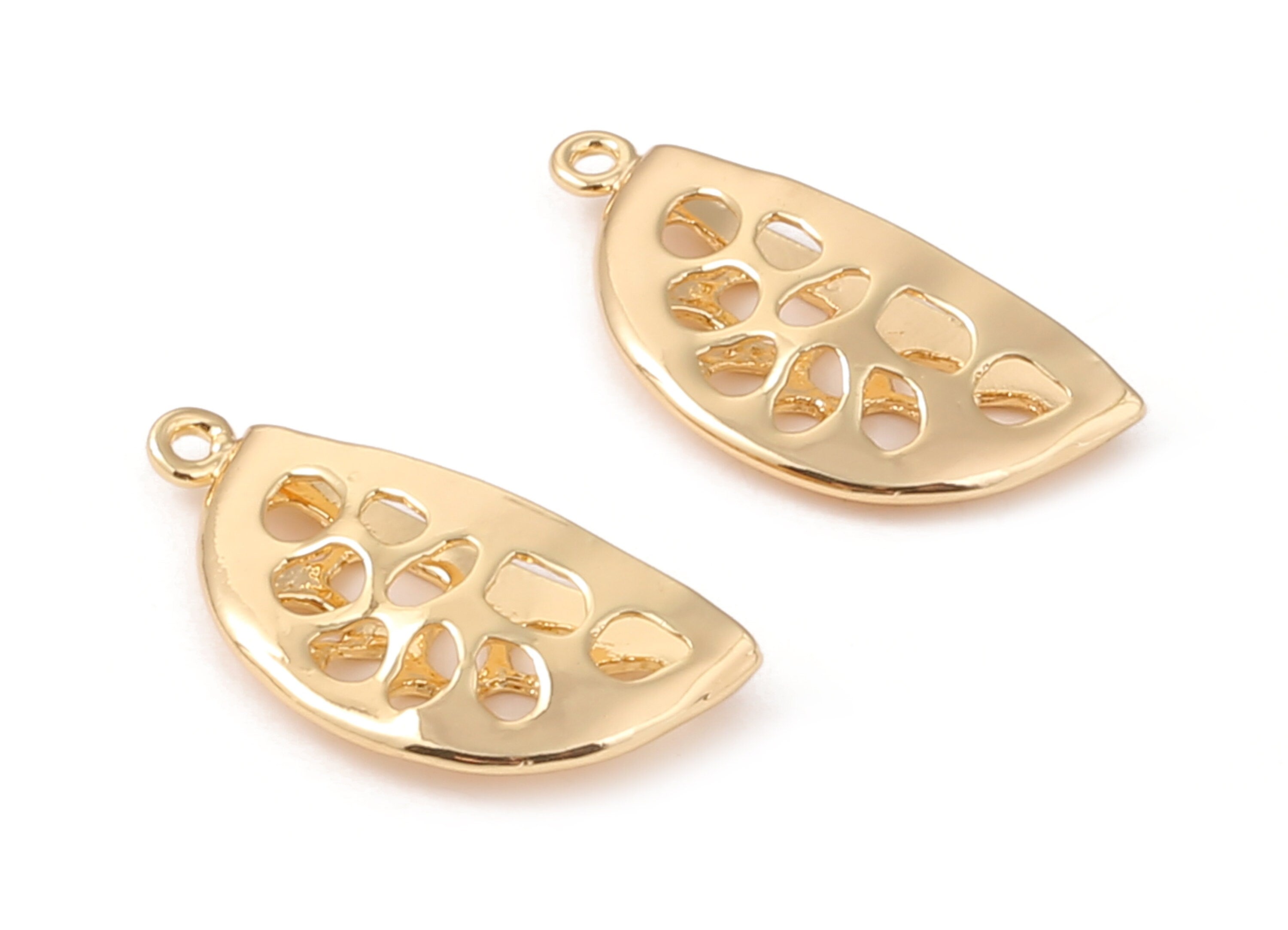 Brass Watermelon Earring Charms - Brass Watermelon Earring Pendant - 18K Real Gold Plated Brass - 25.22x11.17x0.7mm - RGP1163 - DOMEDBAZAAR