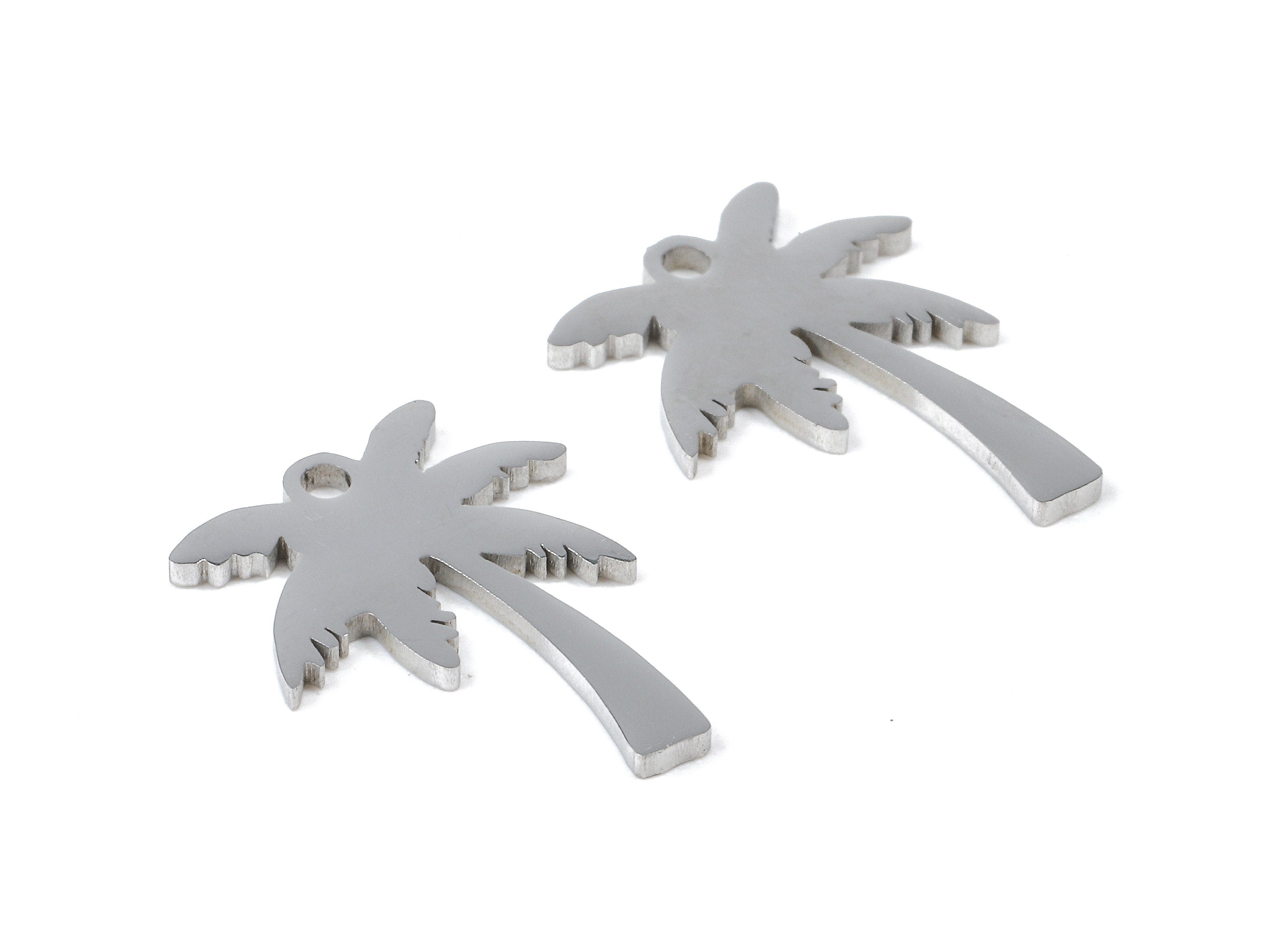 Stainless Steel Coconut Tree Charms - Coconut Tree Earrings and Pendant - Bracelet Pendant - Jewelry Supplies - 16.75x12.49x0.95mm - SS1068 - DOMEDBAZAAR