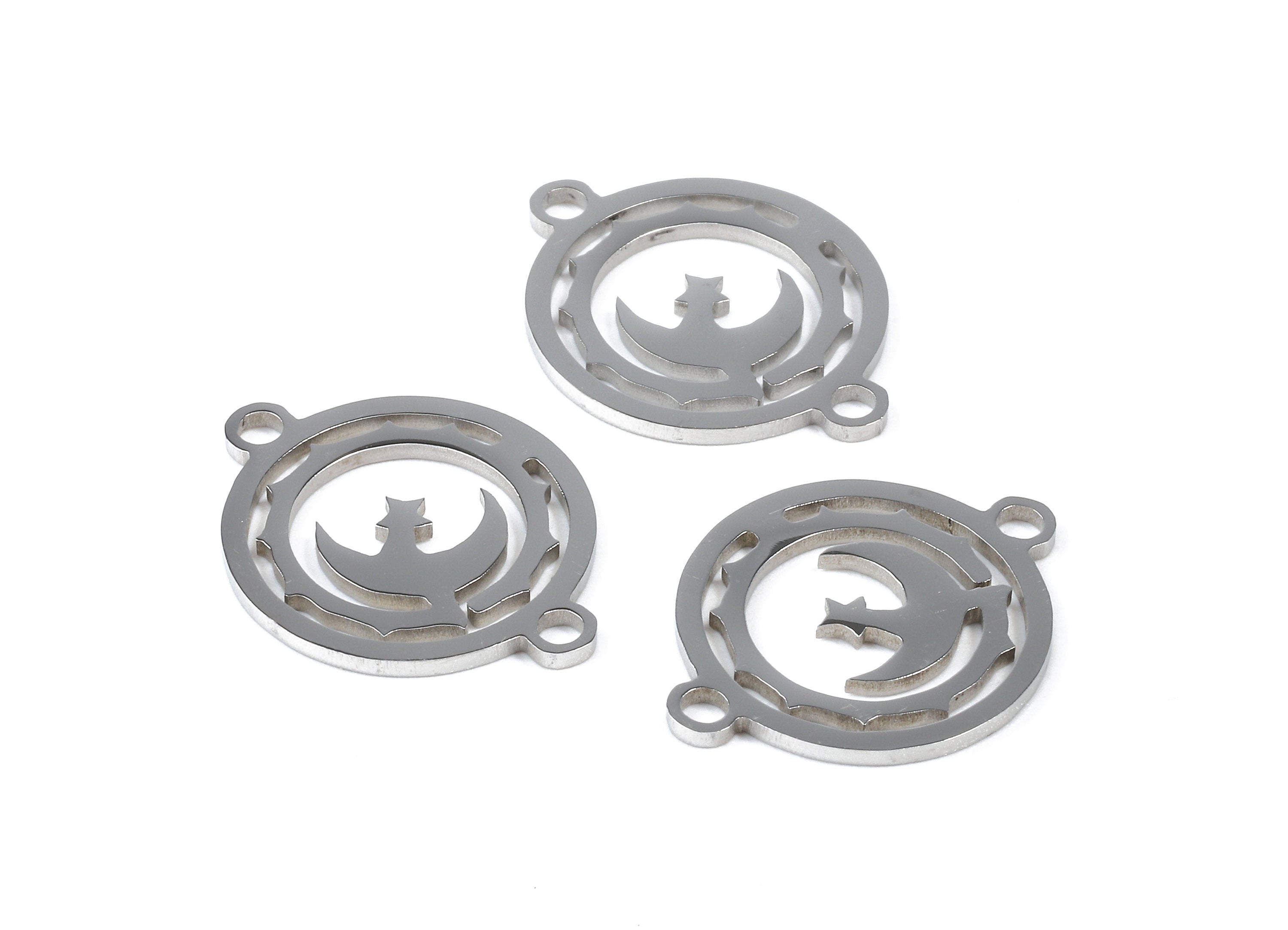 Stainless Steel Moon Connector - Moon Earrings Charms and Pendant - Bracelet Pendant - 19.63x15.36x0.93mm - SS1134 - DOMEDBAZAAR