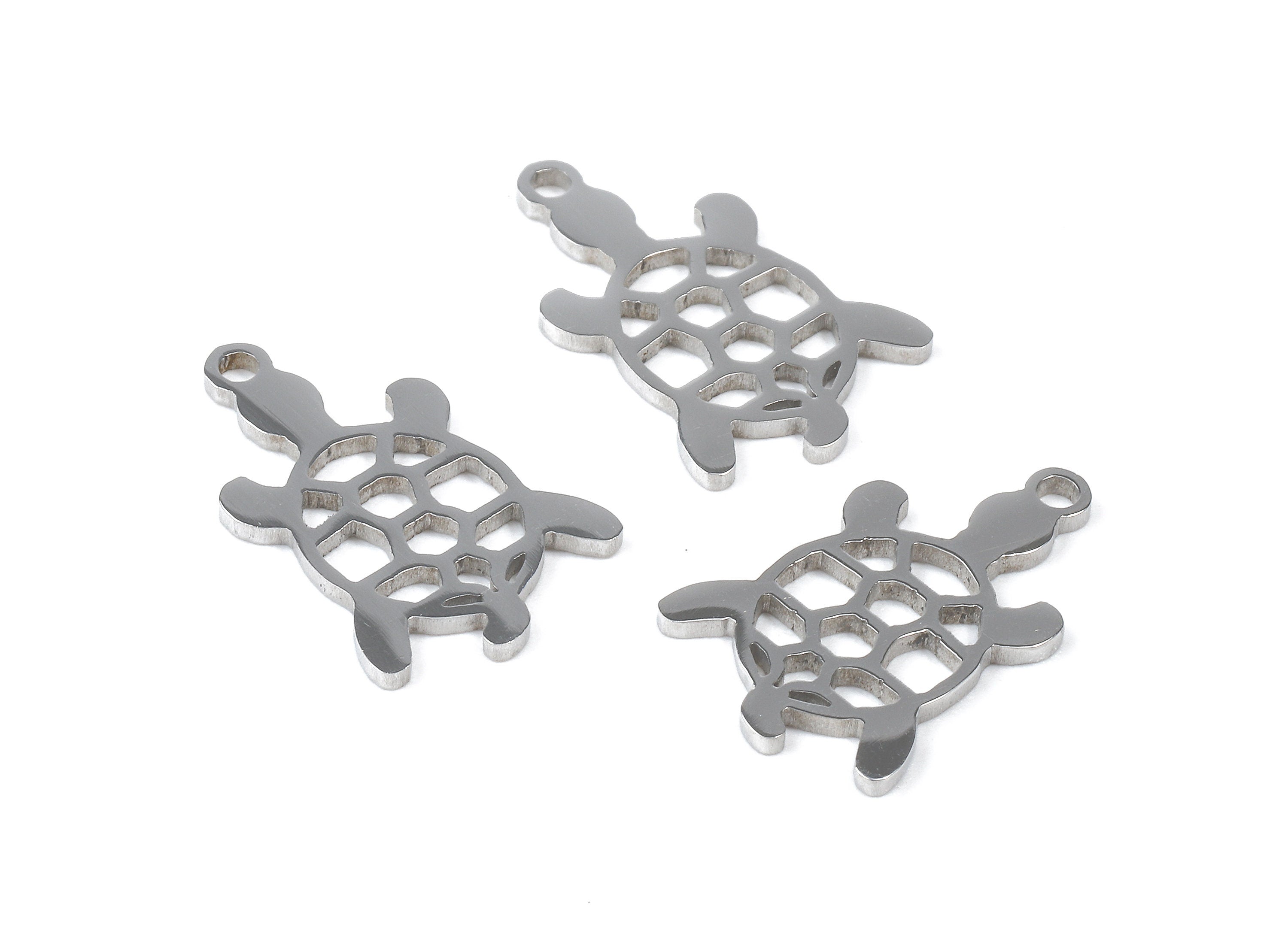 Stainless Steel Turtle Charms - Turtle Earrings and Pendant - Bracelet Pendant - Jewelry Supplies - 17.8x11.47x0.95mm - SS1073 - DOMEDBAZAAR