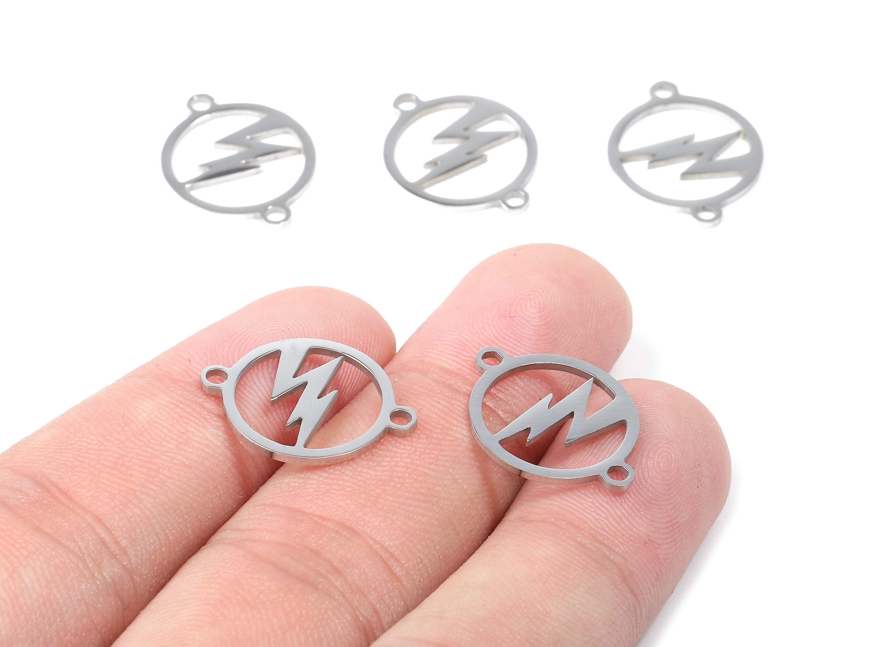 Stainless Steel Flash Connector - Flash Earrings Charms and Pendant - Bracelet Pendant - 19.61x15.35x0.95mm - SS1136 - DOMEDBAZAAR