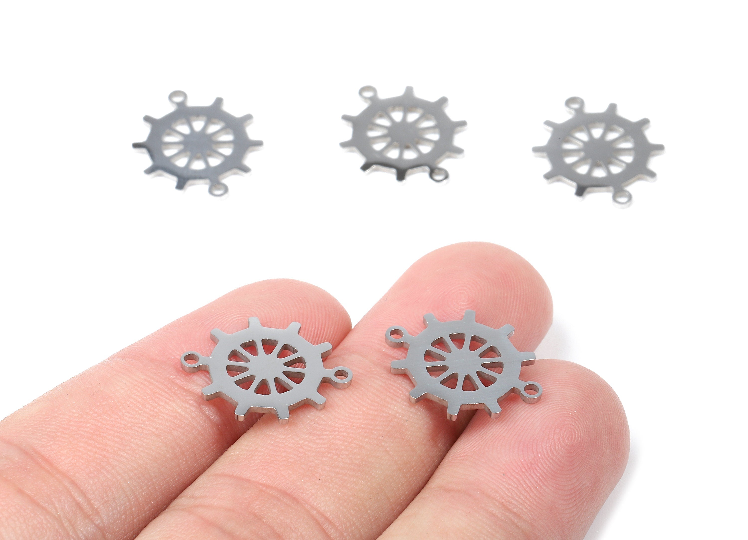 Stainless Steel Rudder Connector - Rudder Earrings Charms and Pendant - Bracelet Pendant - 17.36x16.27x0.93mm - SS1110 - DOMEDBAZAAR