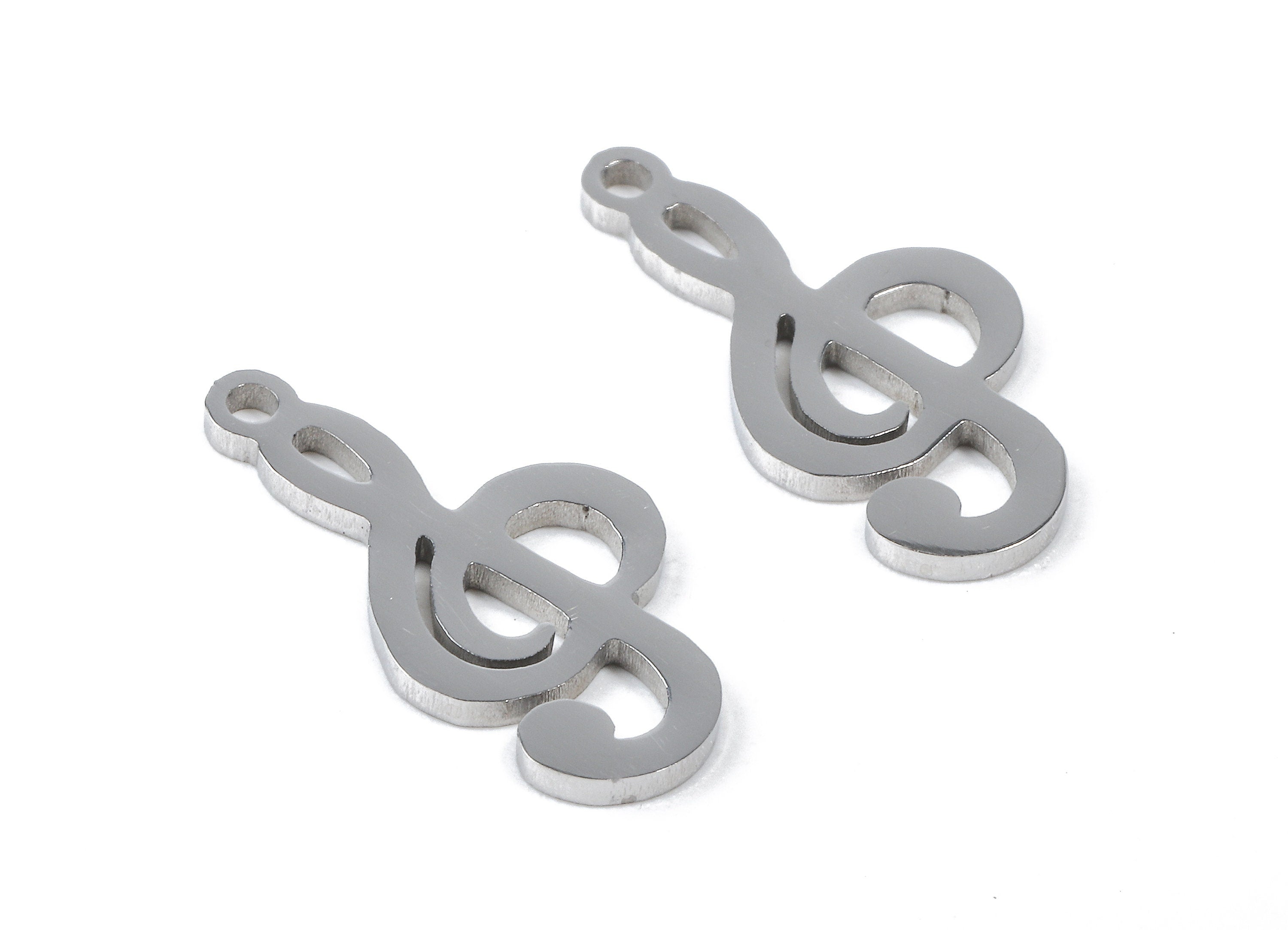 Stainless Steel Treble Clef Charms - Treble Clef Earrings and Pendant - Bracelet Pendant - Jewelry Supplies - 16.86x8.74x0.95mm - SS1080 - DOMEDBAZAAR