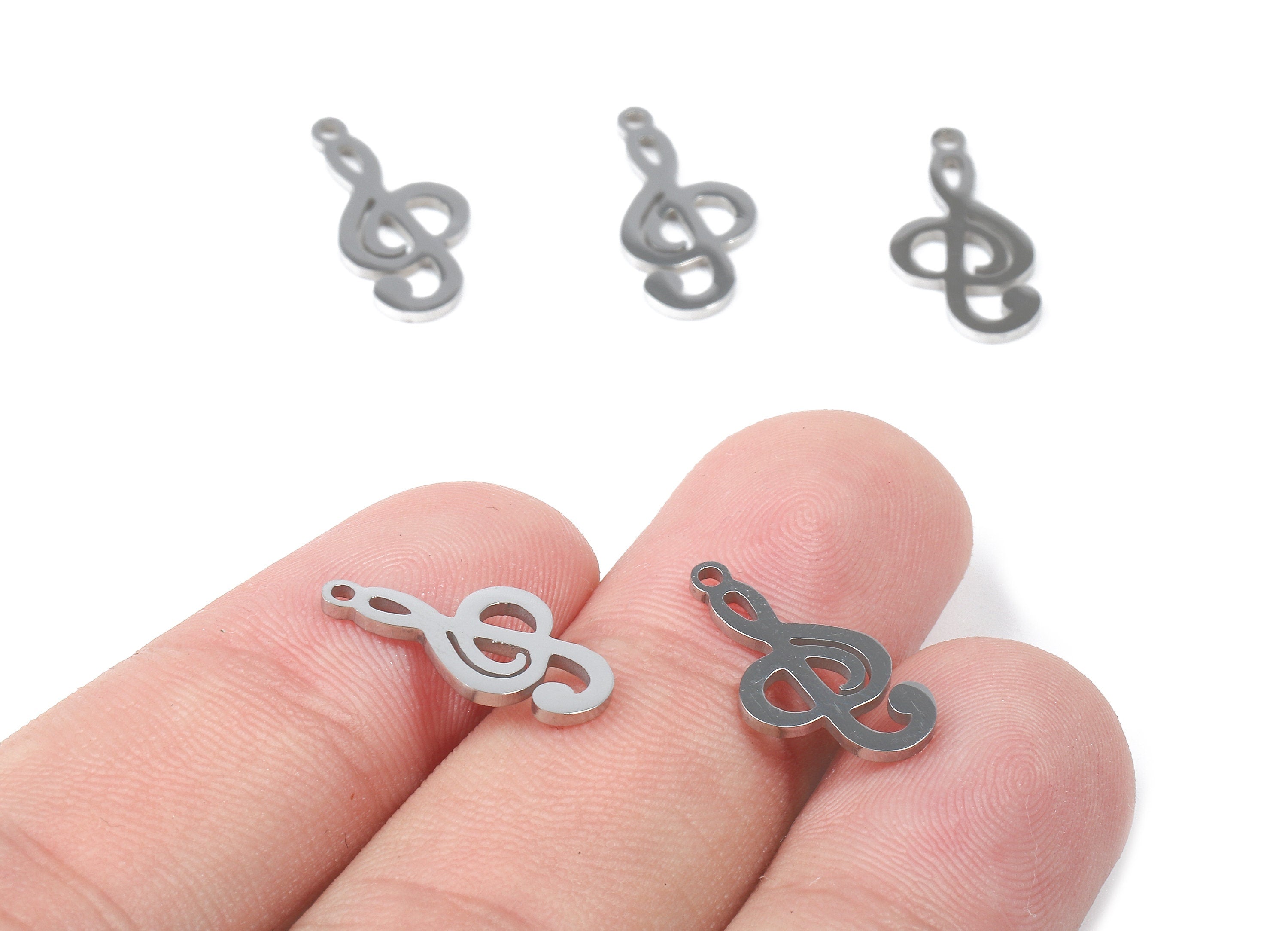 Stainless Steel Treble Clef Charms - Treble Clef Earrings and Pendant - Bracelet Pendant - Jewelry Supplies - 16.86x8.74x0.95mm - SS1080 - DOMEDBAZAAR