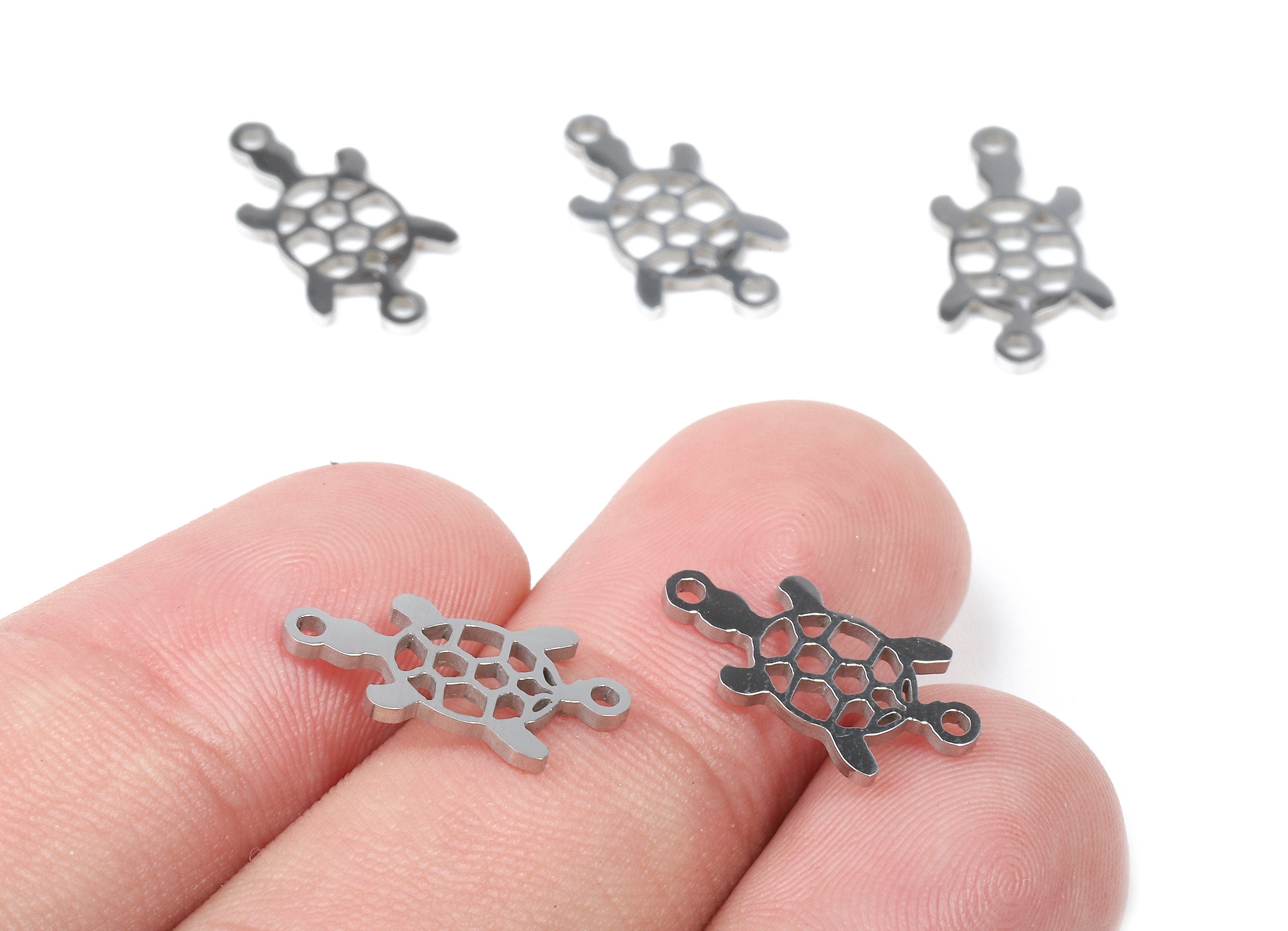 Stainless Steel Turtle Connector - Turtle Earrings Charms and Pendant - Bracelet Pendant - 16.14x9.01x0.94mm - SS1092 - DOMEDBAZAAR