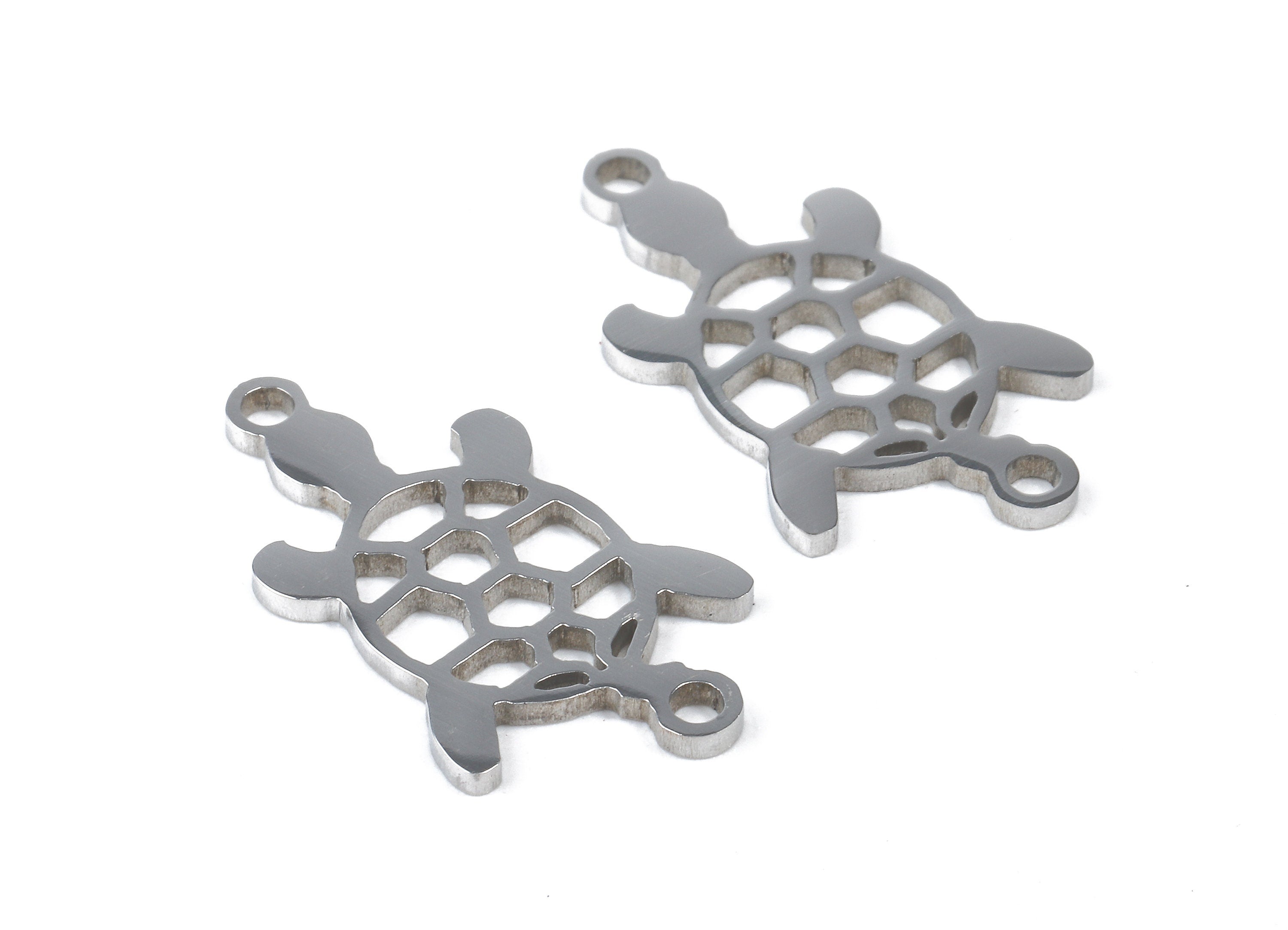 Stainless Steel Turtle Connector - Turtle Earrings Charms and Pendant - Bracelet Pendant - 20.15x11.47x0.95mm - SS1141 - DOMEDBAZAAR