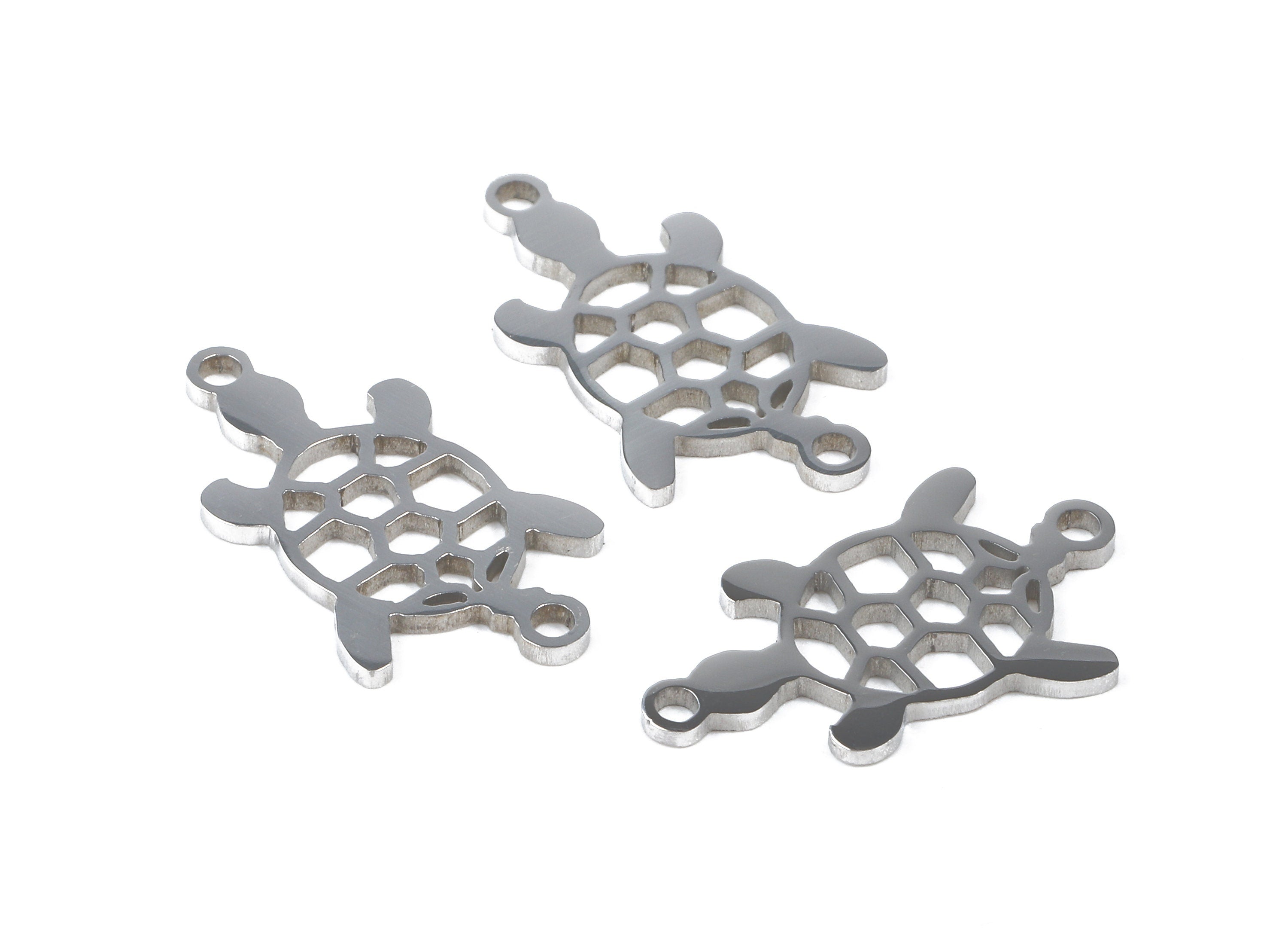 Stainless Steel Turtle Connector - Turtle Earrings Charms and Pendant - Bracelet Pendant - 20.15x11.47x0.95mm - SS1141 - DOMEDBAZAAR