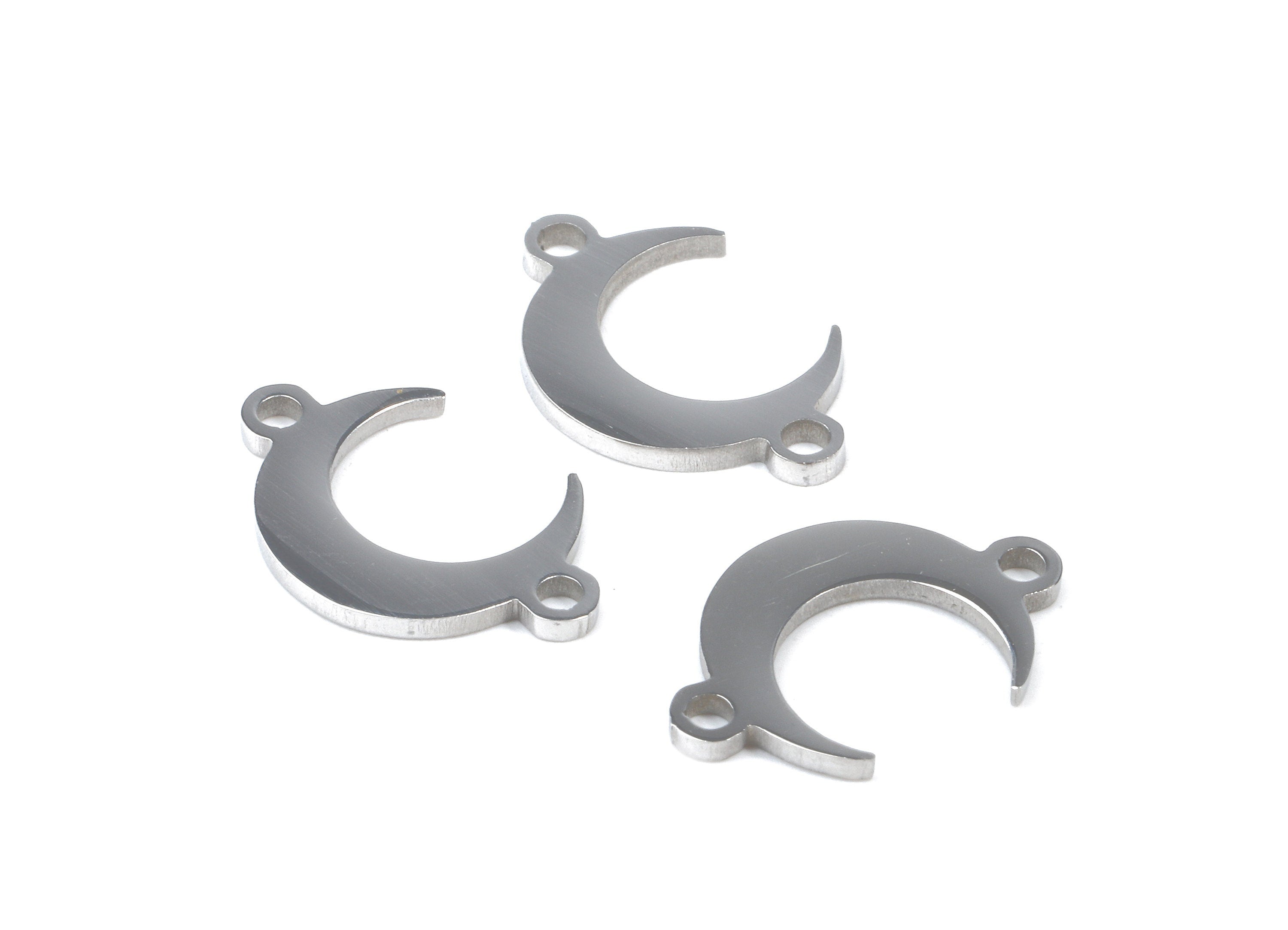 Stainless Steel Moon Connector - Moon Earrings Charms and Pendant - Bracelet Pendant - 13.85x9x0.94mm - SS1140 - DOMEDBAZAAR