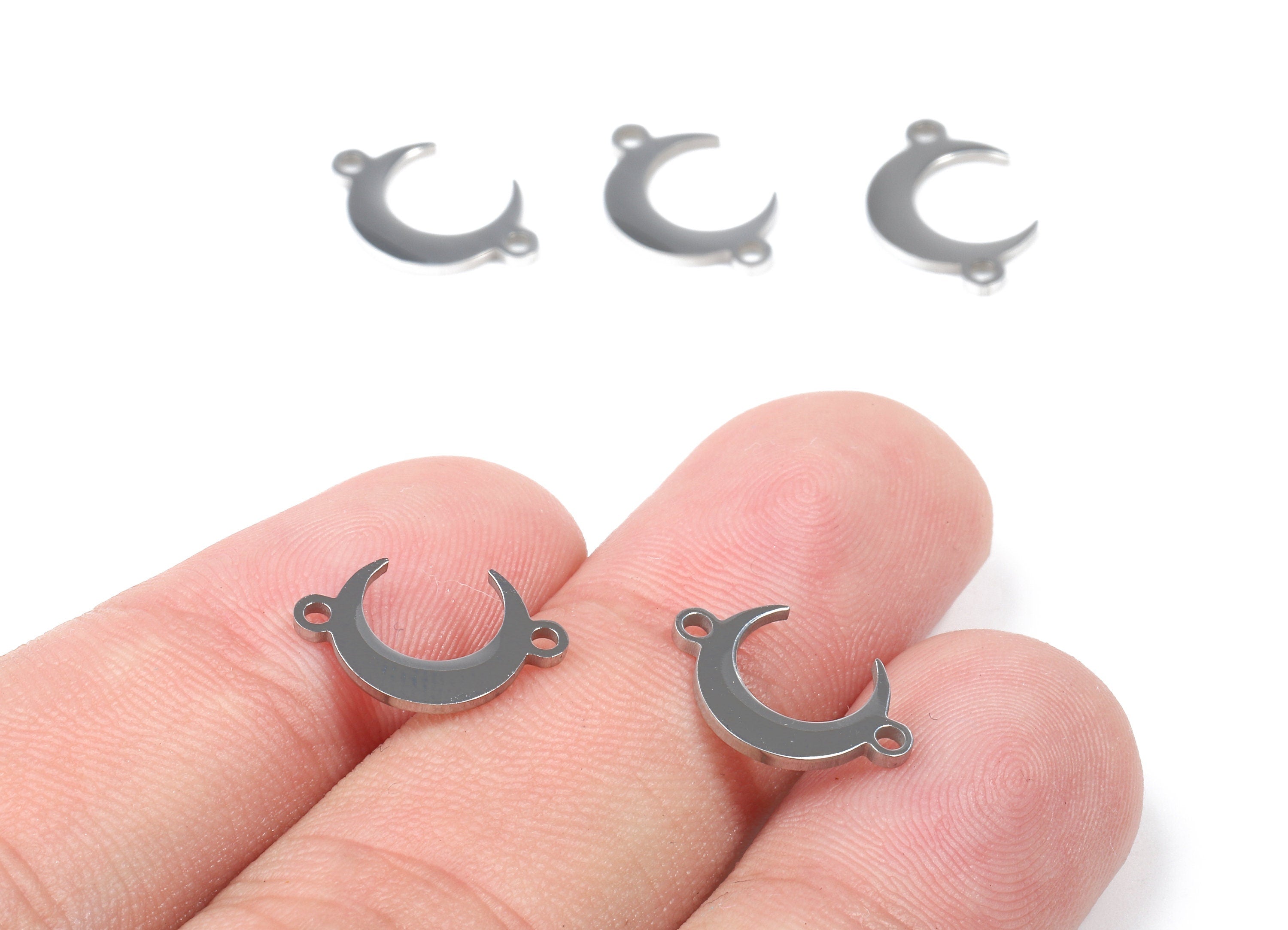 Stainless Steel Moon Connector - Moon Earrings Charms and Pendant - Bracelet Pendant - 13.85x9x0.94mm - SS1140 - DOMEDBAZAAR