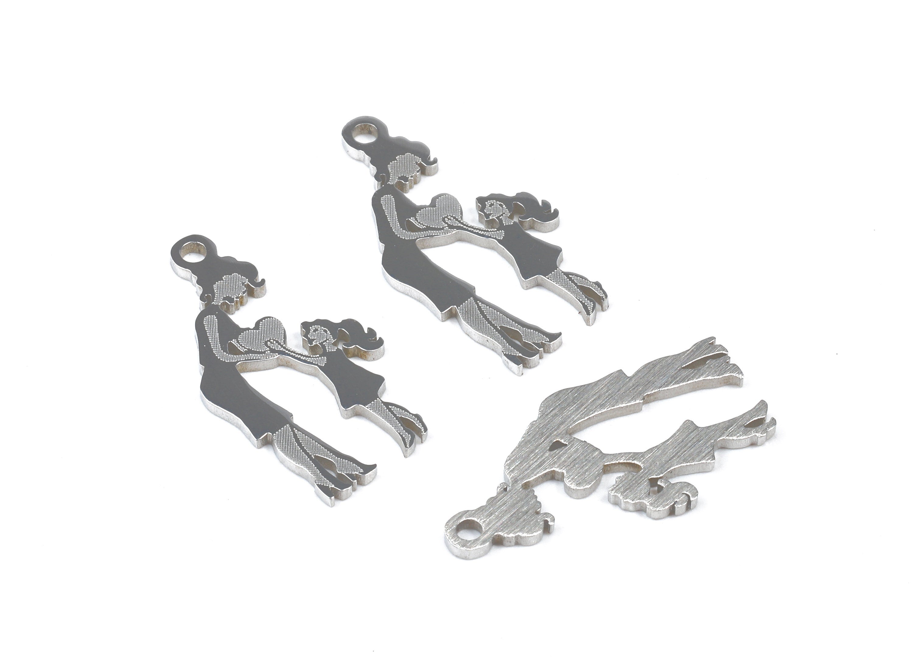 Stainless Steel Mom Daughter Charms - Mom Daughter Earrings and Pendant - Bracelet Pendant - Jewelry Supplies - 21.18x10.71x0.95mm - SS1018 - DOMEDBAZAAR