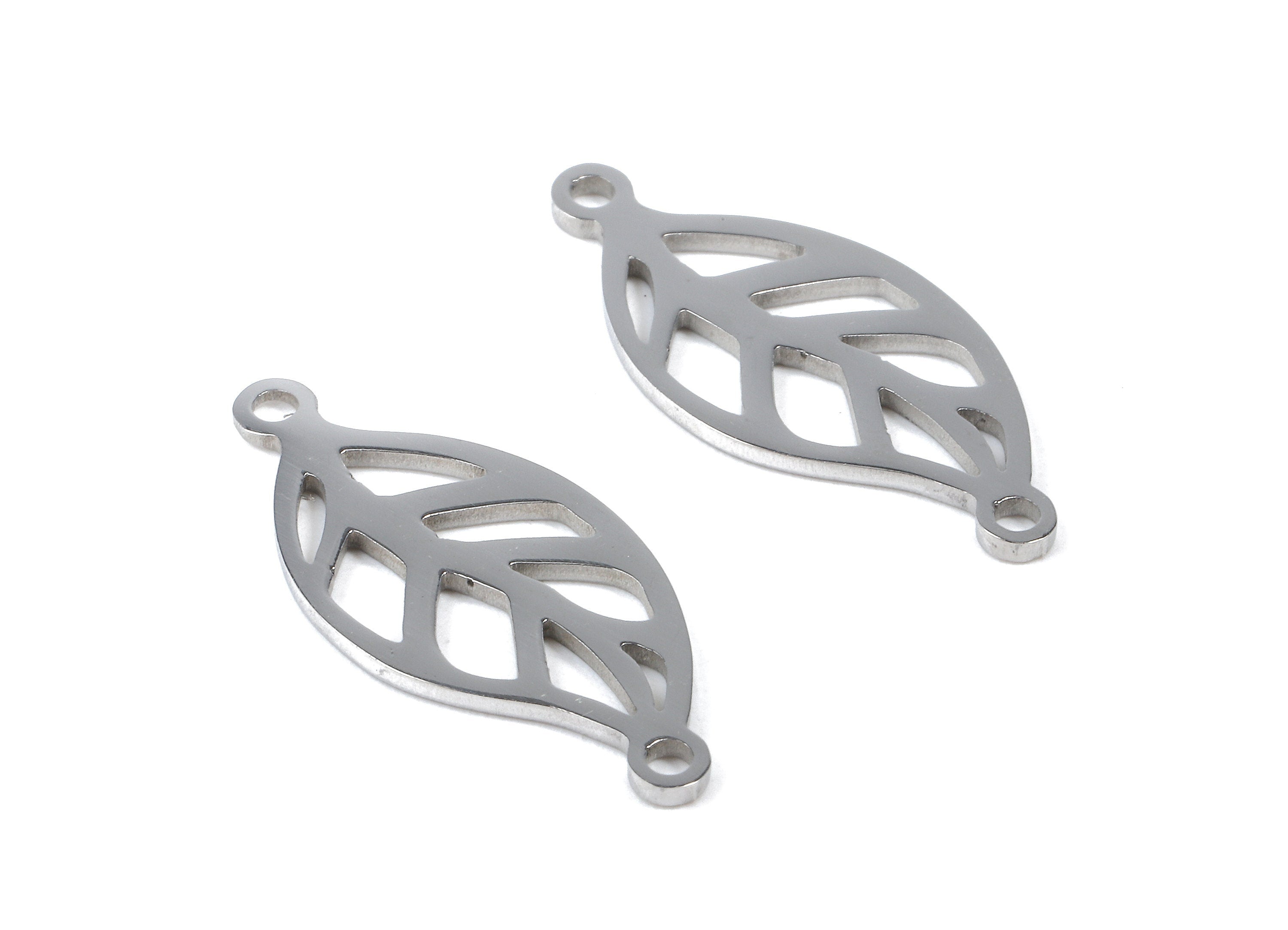Stainless Steel Leaf Connector - Leaf Earrings Charms and Pendant - Bracelet Pendant - 22.73x10.34x0.94mm - SS1093 - DOMEDBAZAAR