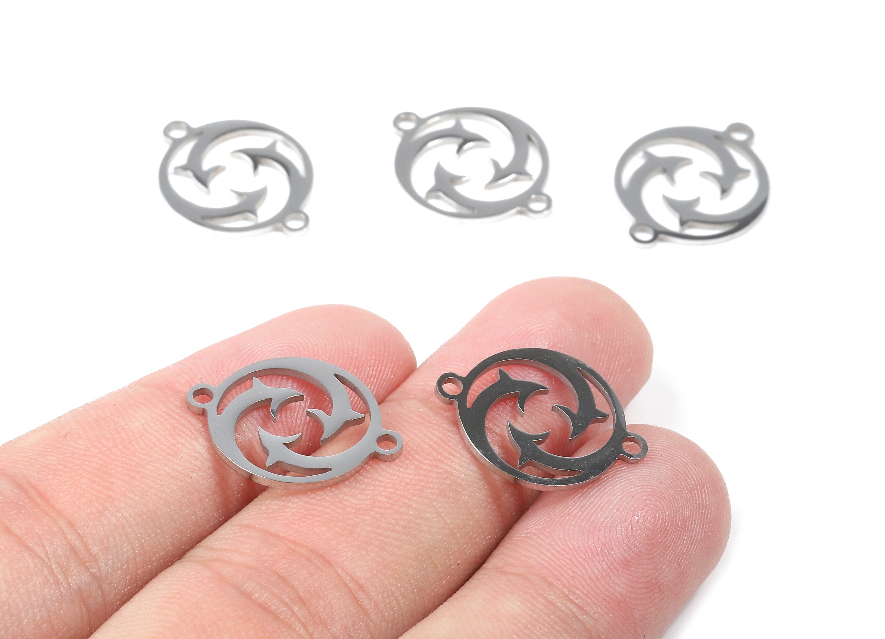 Stainless Steel Round Connector - Round Earrings Charms and Pendant - Bracelet Pendant - 19.74x15.38x0.93mm - SS1154 - DOMEDBAZAAR