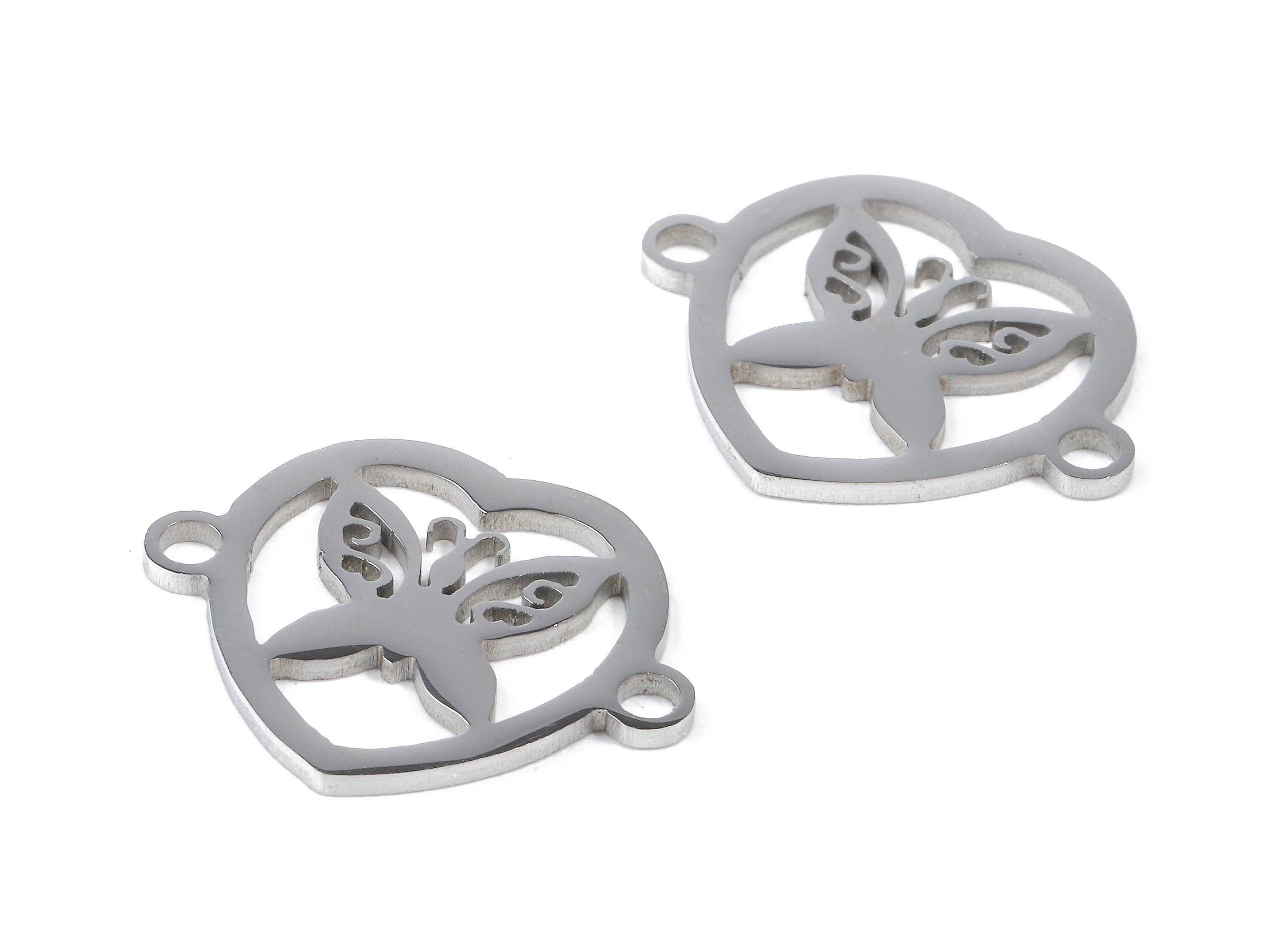 Stainless Steel Butterfly Connector - Butterfly  Earrings Charms and Pendant - Bracelet Pendant - 19.04x15.92x0.93mm - SS1133 - DOMEDBAZAAR