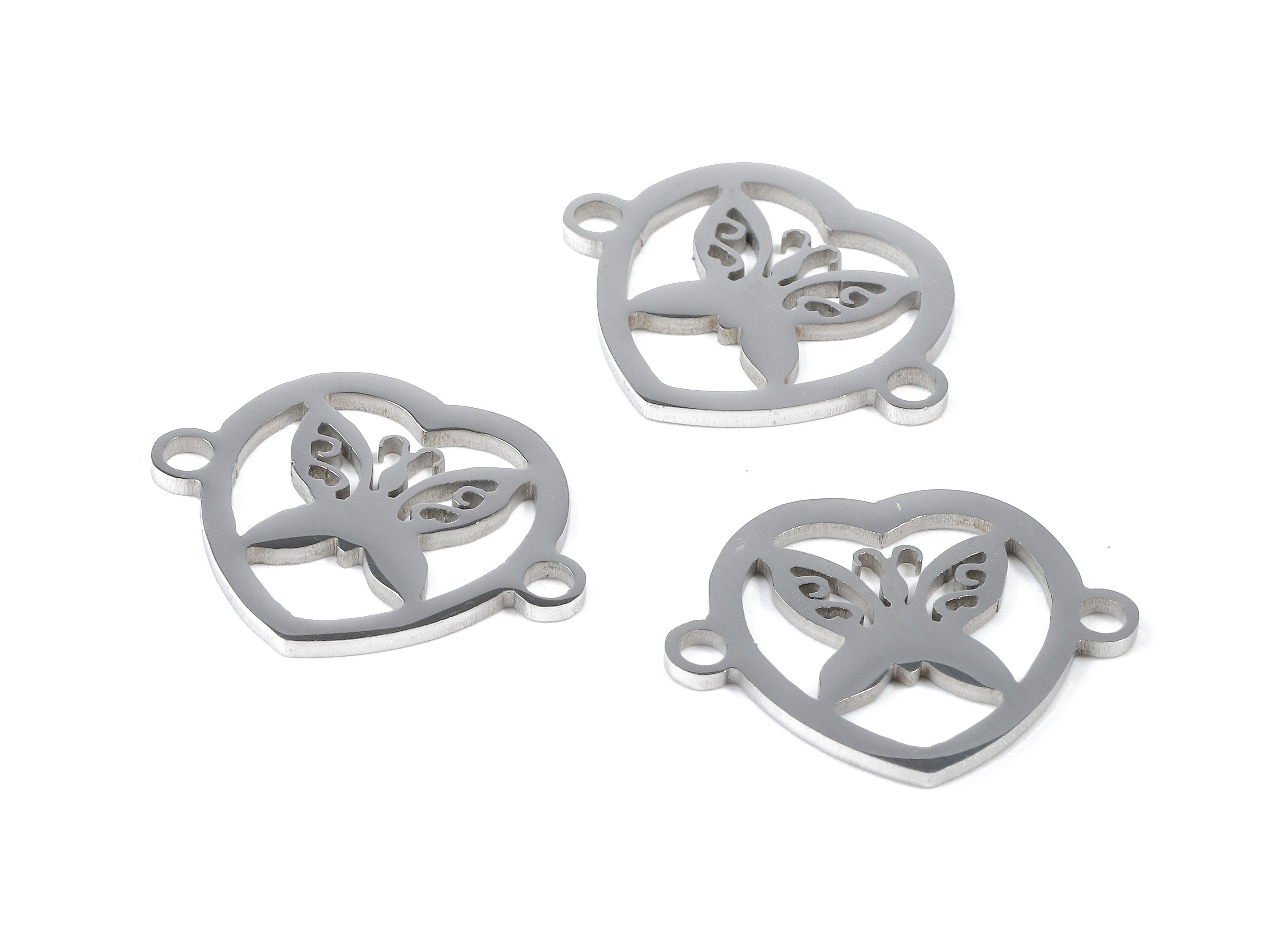 Stainless Steel Butterfly Connector - Butterfly  Earrings Charms and Pendant - Bracelet Pendant - 19.04x15.92x0.93mm - SS1133 - DOMEDBAZAAR