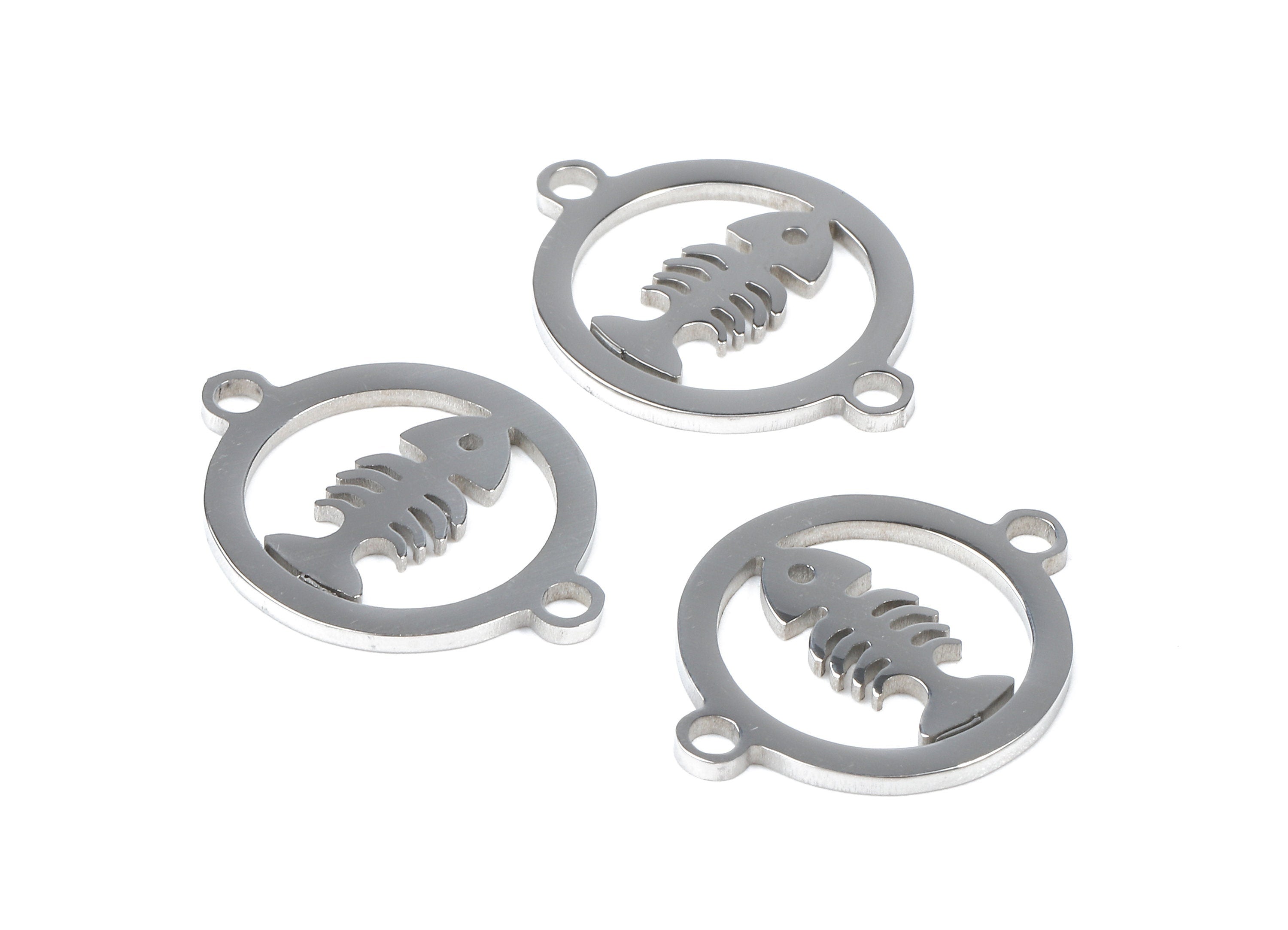 Stainless Steel Fish Connector - Fish Earrings Charms and Pendant - Bracelet Pendant - 19.85x15.33x0.95mm - SS1107 - DOMEDBAZAAR
