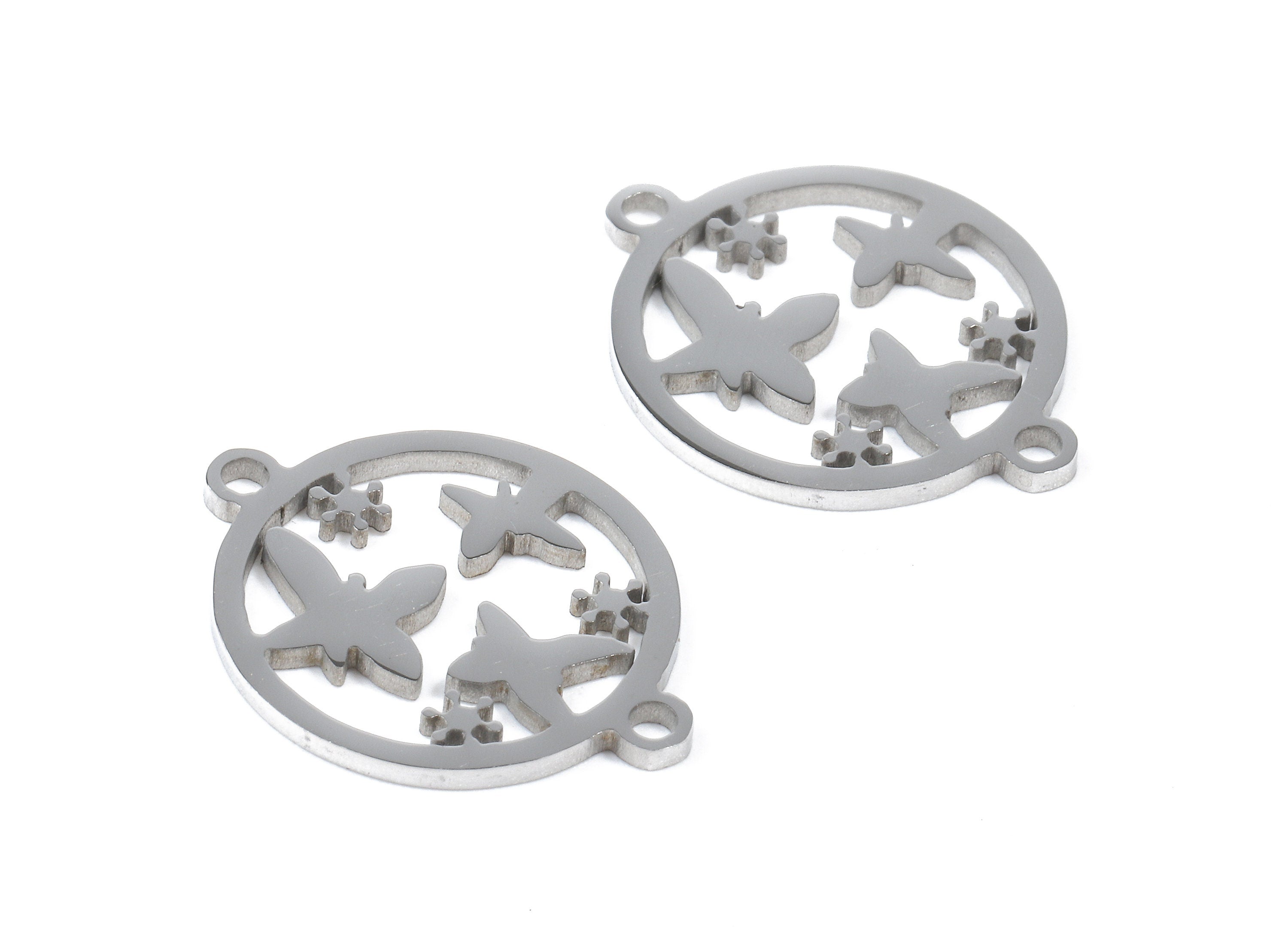Stainless Steel Butterfly Connector - Butterfly Earrings Charms and Pendant - Bracelet Pendant - 19.55x15.33x0.94mm - SS1147 - DOMEDBAZAAR