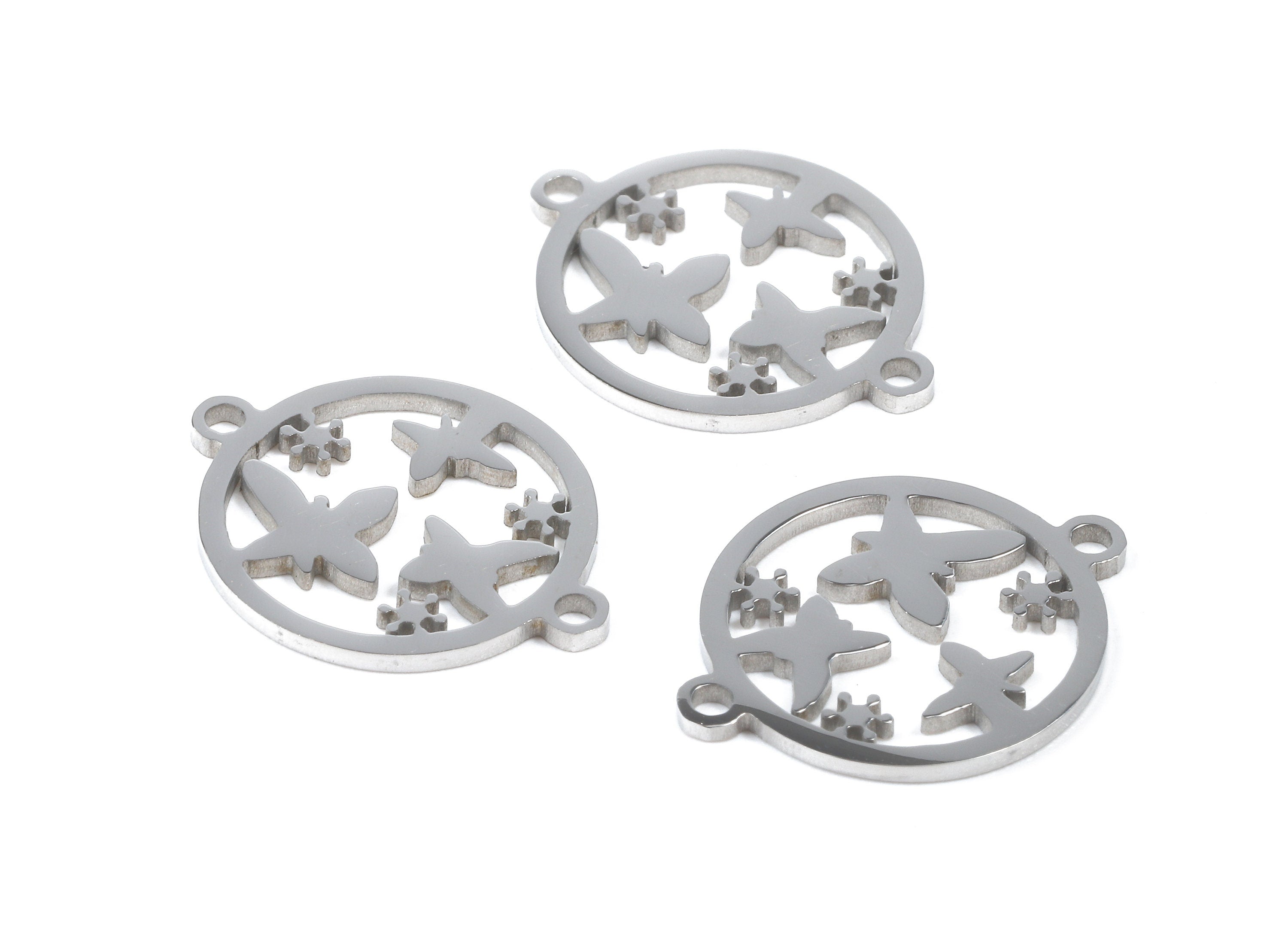 Stainless Steel Butterfly Connector - Butterfly Earrings Charms and Pendant - Bracelet Pendant - 19.55x15.33x0.94mm - SS1147 - DOMEDBAZAAR