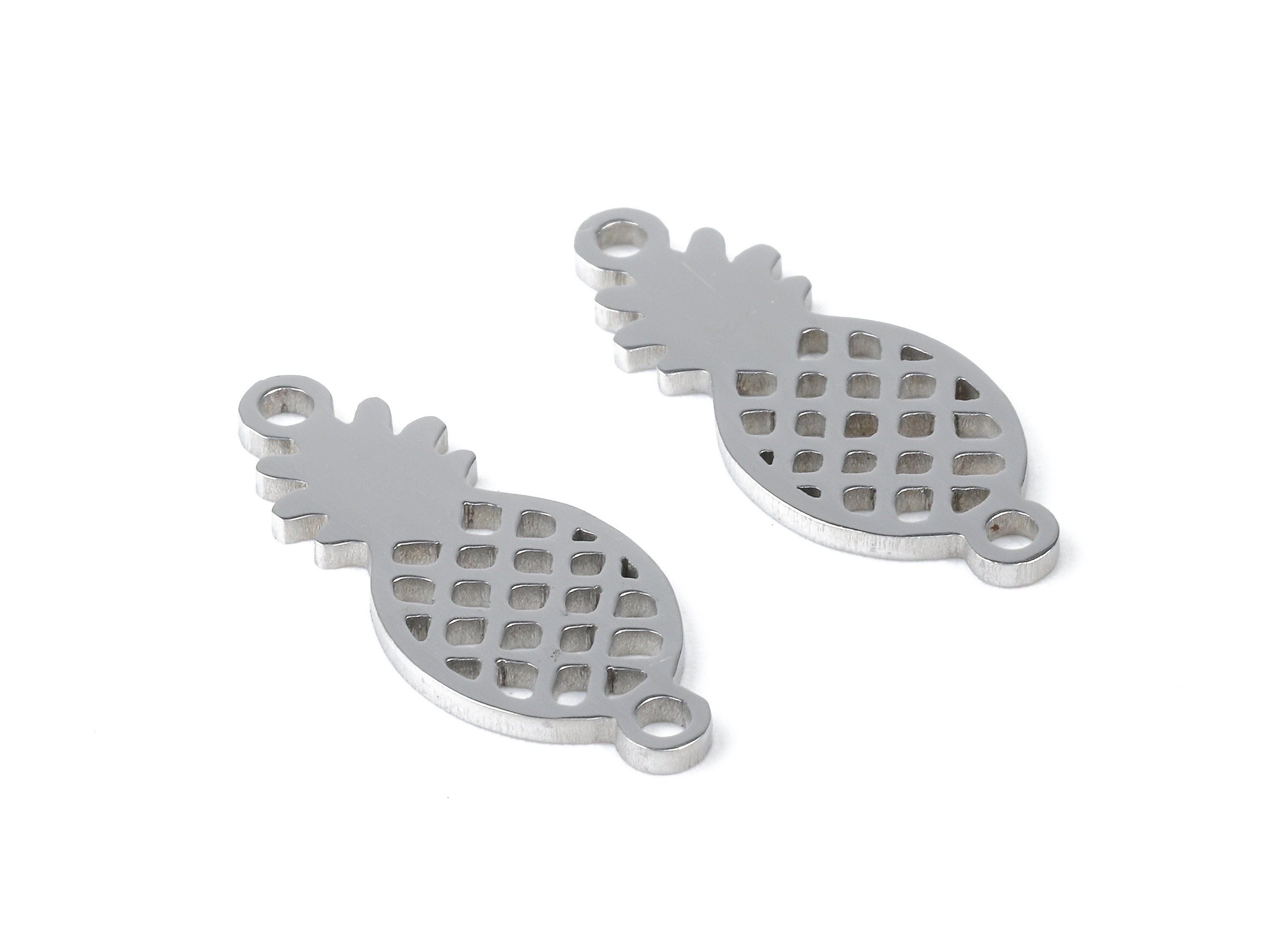 Stainless Steel Pineapple Connector - Pineapple Earrings Charms and Pendant - Bracelet Pendant - 19.31x8.01x0.94mm - SS1144 - DOMEDBAZAAR