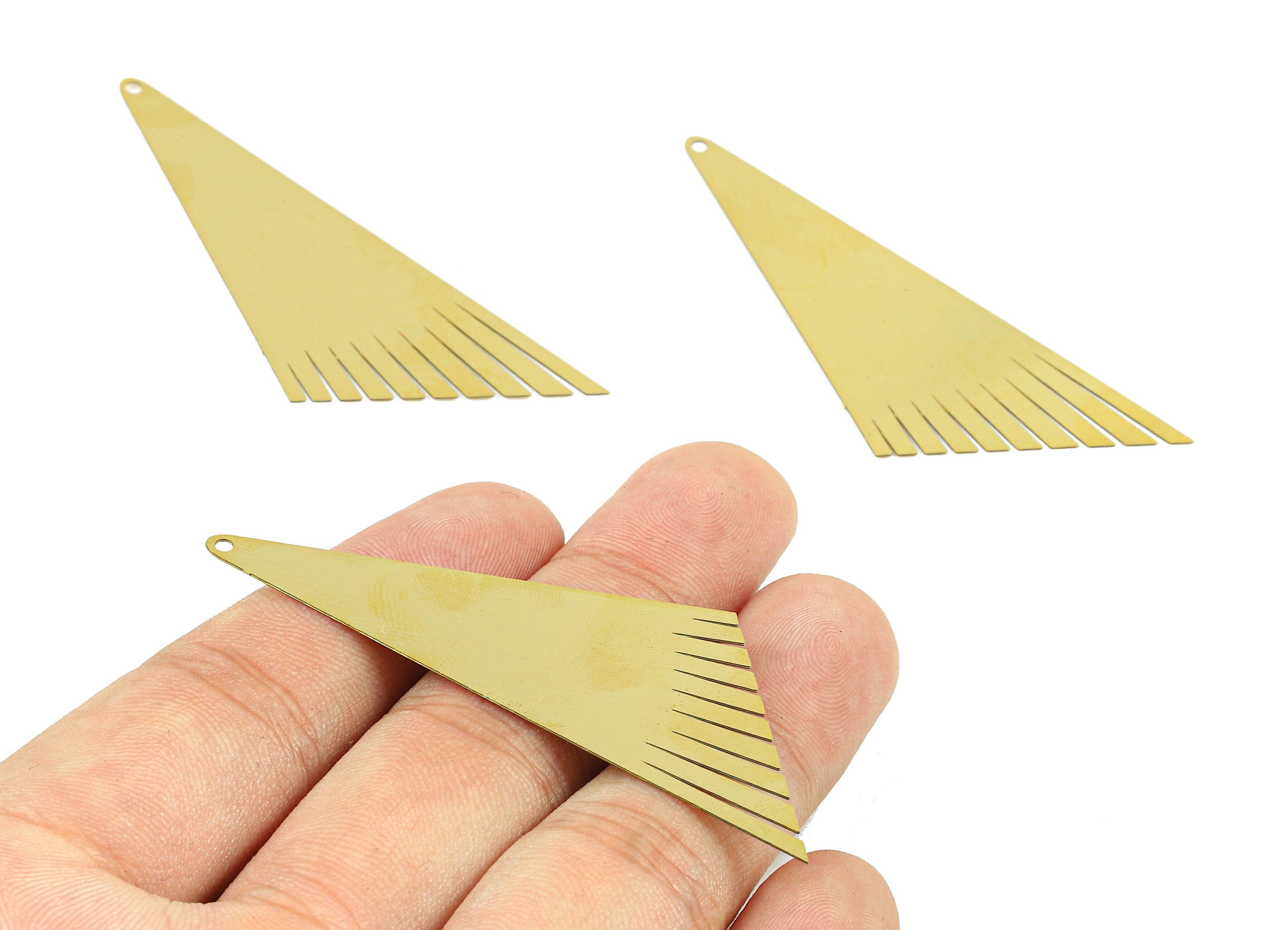 Personalized stamping blank - Brass Triangle Charms - Raw Brass Triangle Earrings and Pendant   - 64.18x31.05x0.3mm - JJB5740 - DOMEDBAZAAR